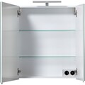 welltime Spiegelschrank »Torino«, Breite 60 cm, 2-türig, LED-Beleuchtung, Schalter-/Steckdosenbox, Glaseinlegeböden, Soft-Close, Made in Germany