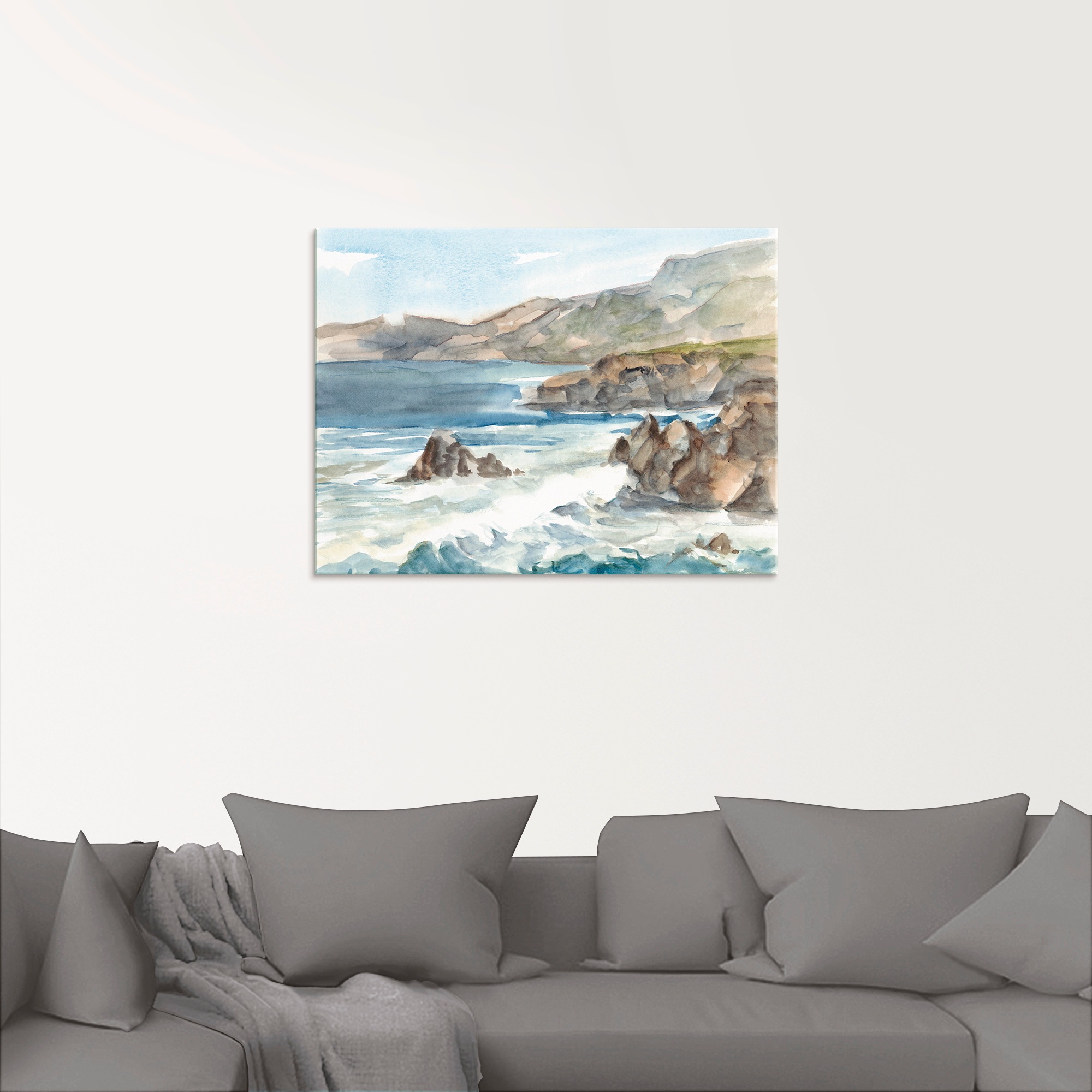 Artland Glasbild »Wasserfarben Küste II« Küste 1 Stk. tlg. in verschiedenen günstig online kaufen