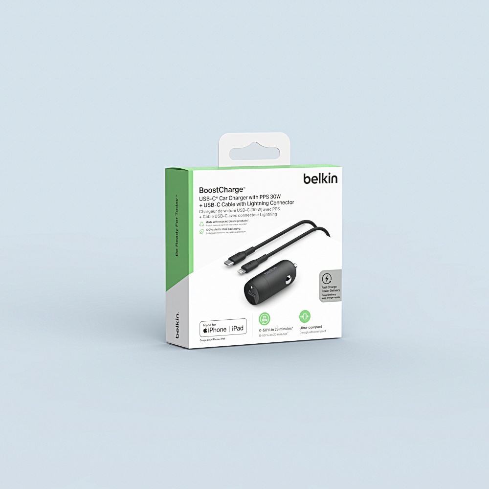 Belkin USB-Ladegerät »USB-C Kfz-Ladegerät inkl. Lightning, 1m«