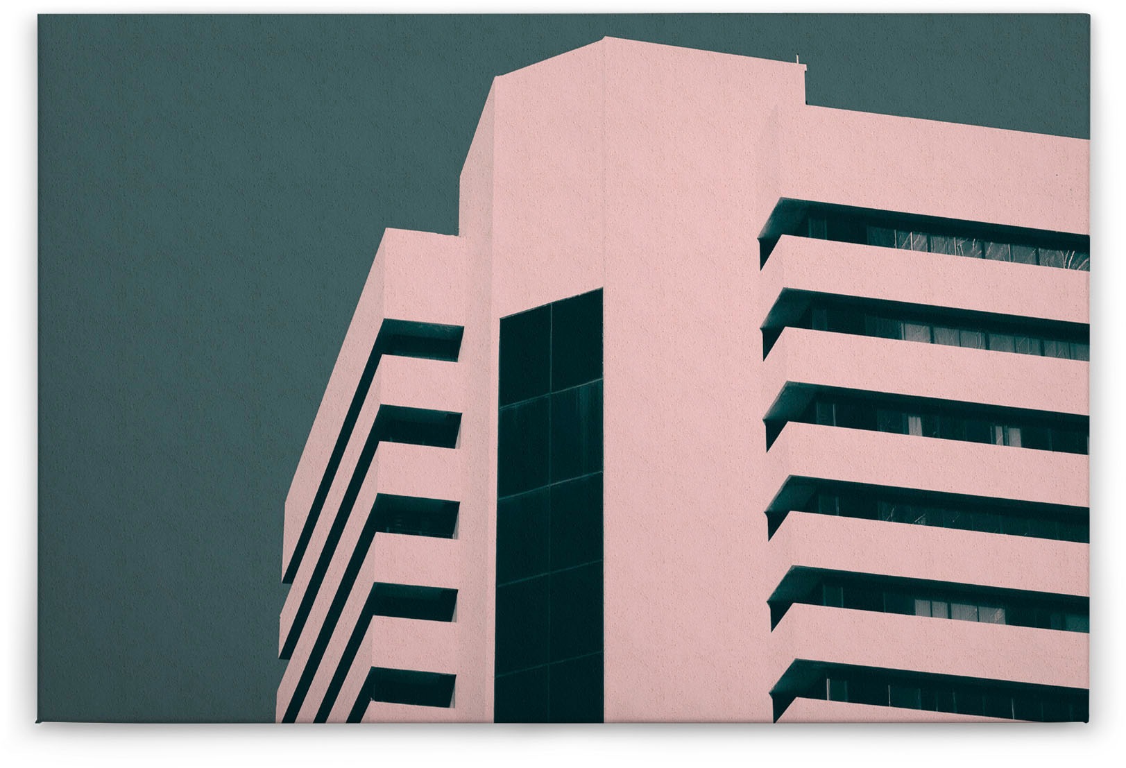 Bricoflor Leinwand Bild Mit Wolkenkratzer In Grün Und Rosa Modernes Wandbil günstig online kaufen