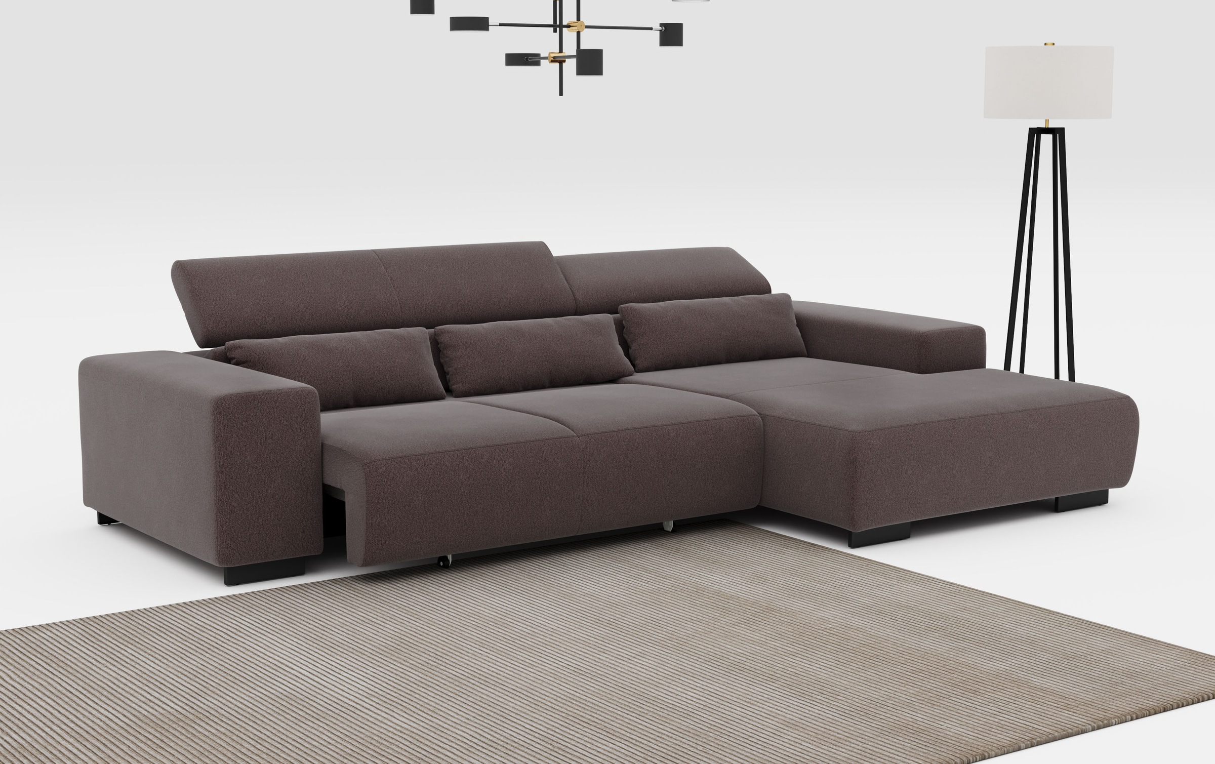 COTTA Ecksofa »Side L-Form, mit Kopfteilverstellung & 3 Nierenkissen«, optional motorische Sitztiefenverstellung