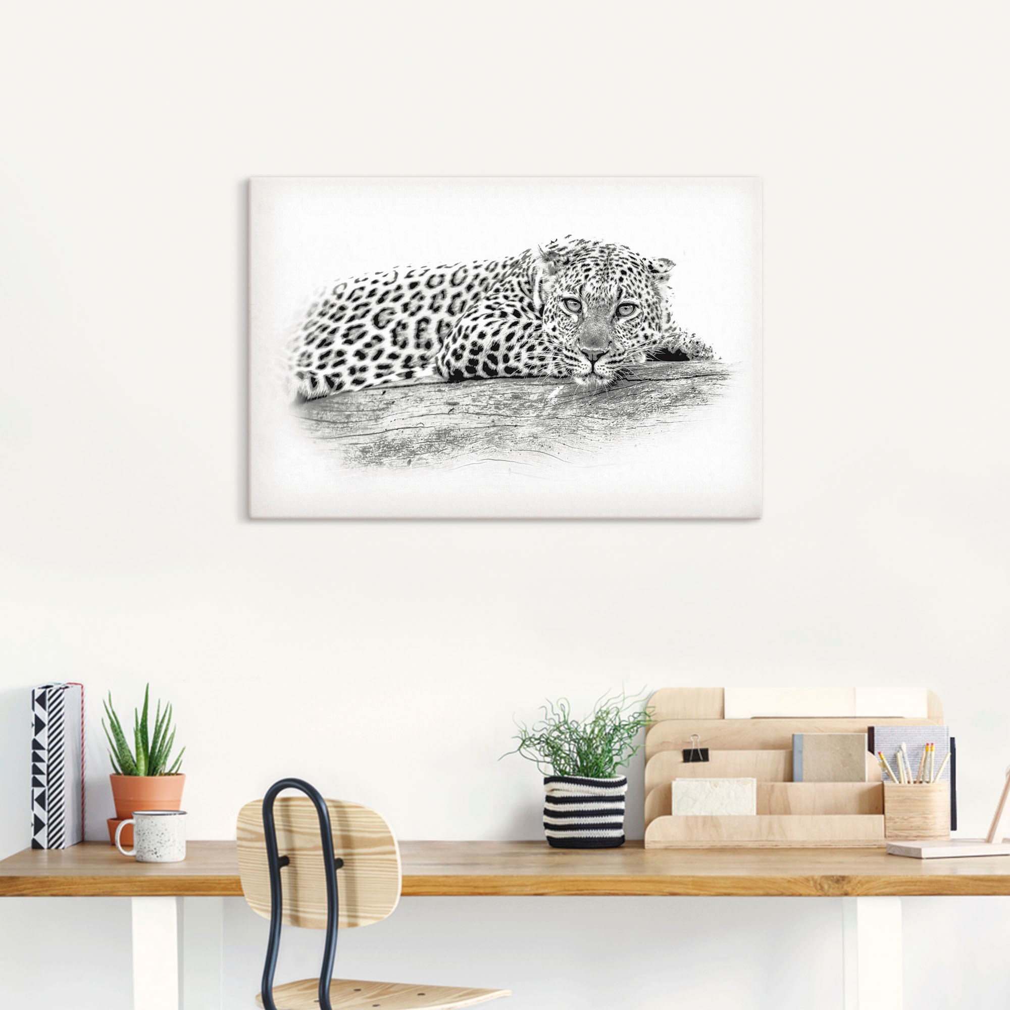Artland Wandbild »Leopard High Key Optik«, Wildtiere, (1 St.), als Alubild, Leinwandbild, Wandaufkleber oder Poster in versch. Größen