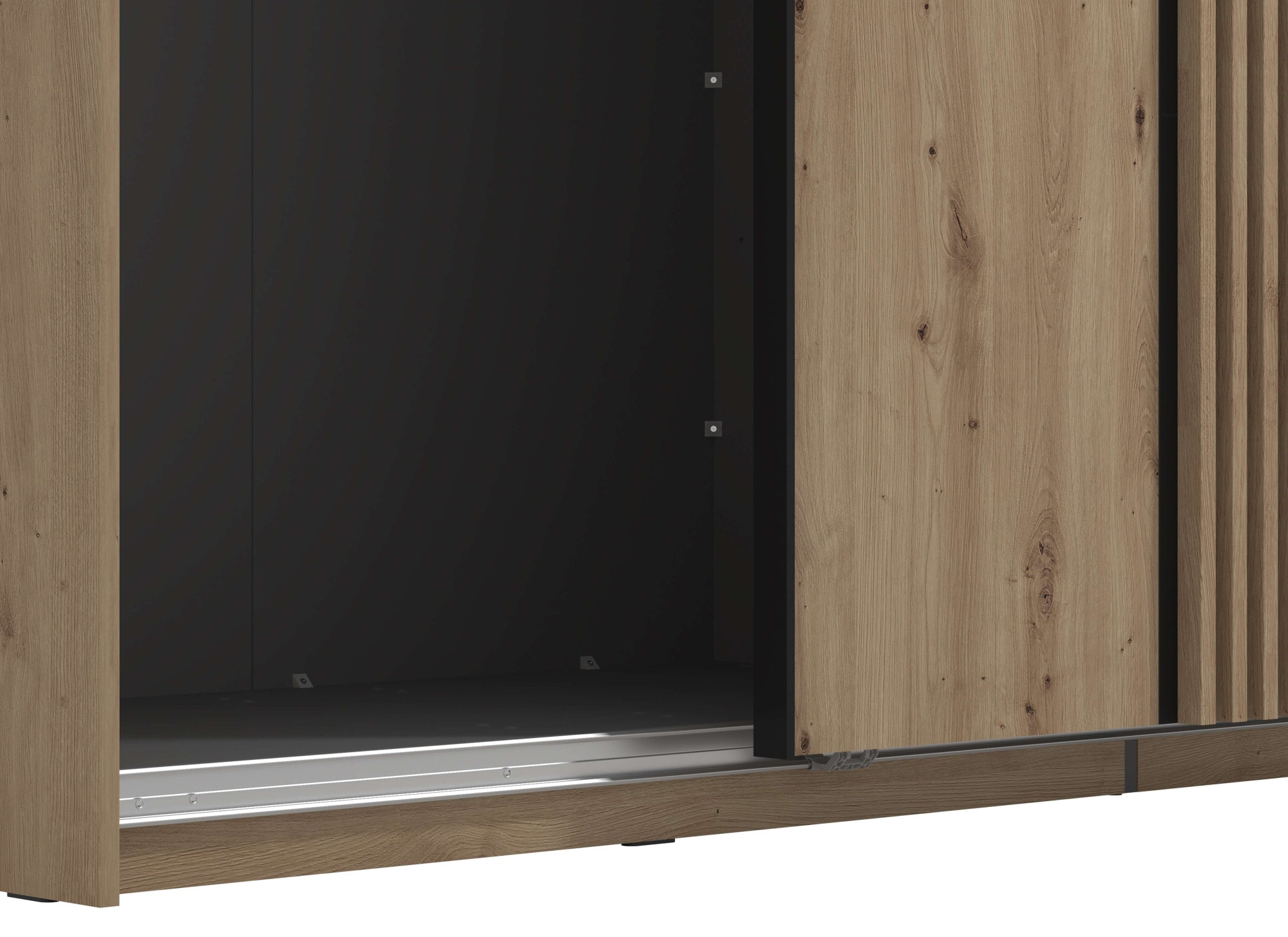 INOSIGN Schwebetürenschrank »Ascalon, mit Spiegel und Lamellen 3D, FSC-zertifiziert, Made in Europe«, 220x61x217,5cm, 3 verschiedene Innenaussattungen-individuell wählbar