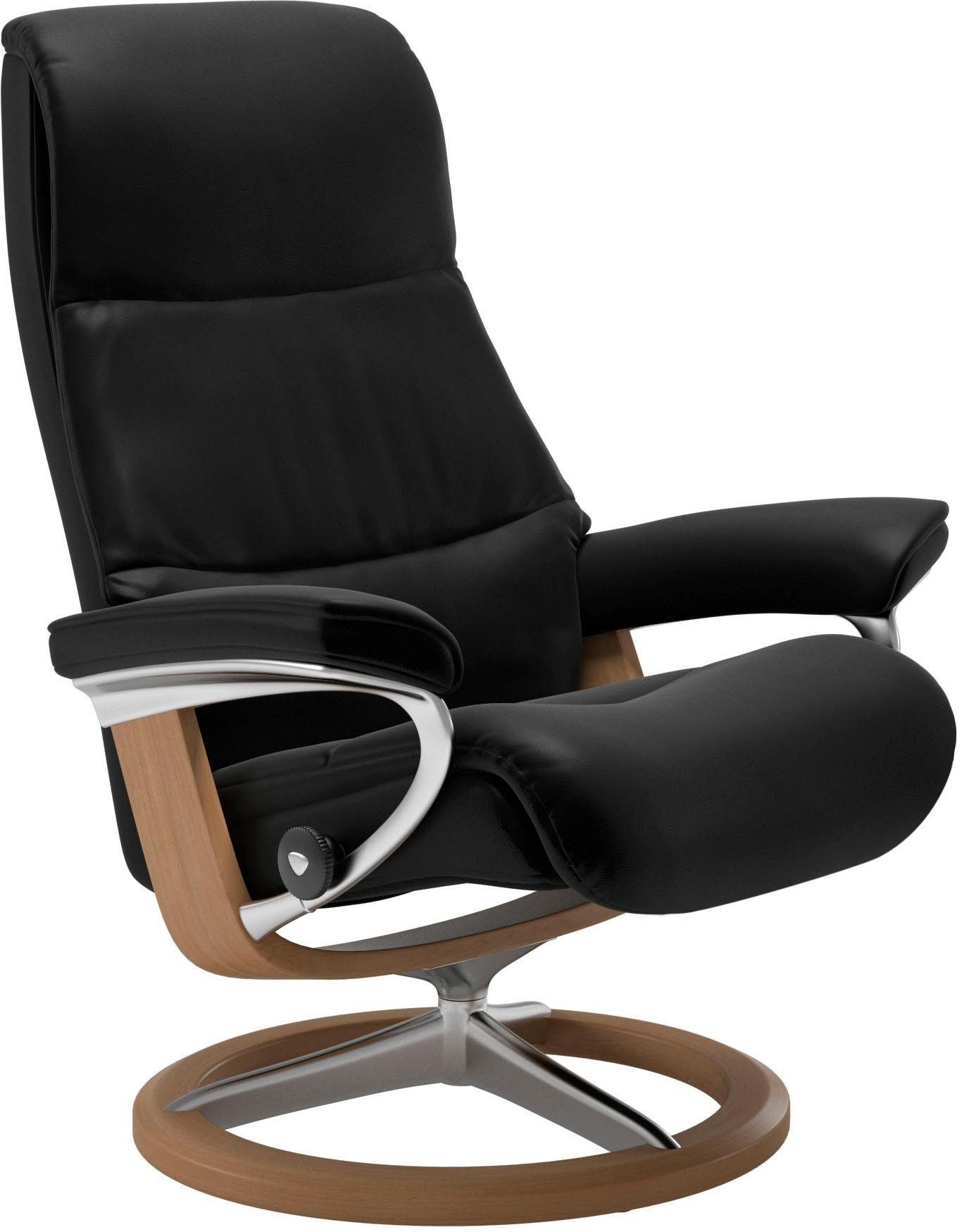 Stressless® Relaxsessel »View«, (Set, Relaxsessel mit Hocker), mit Signature Base, Größe M,Gestell Eiche
