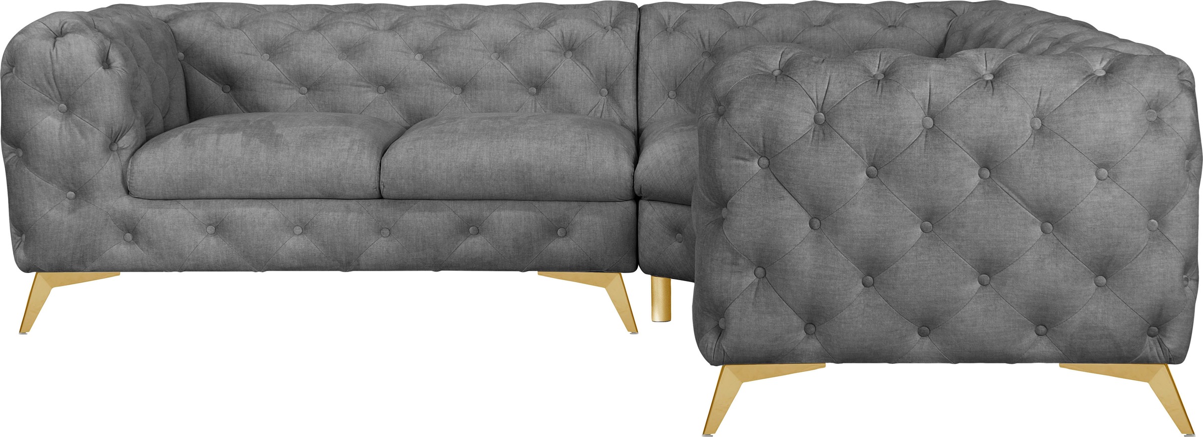 Leonique Chesterfield-Sofa »Ecksofa GLYNIS L-Form mit Wellenunterfederung, günstig online kaufen
