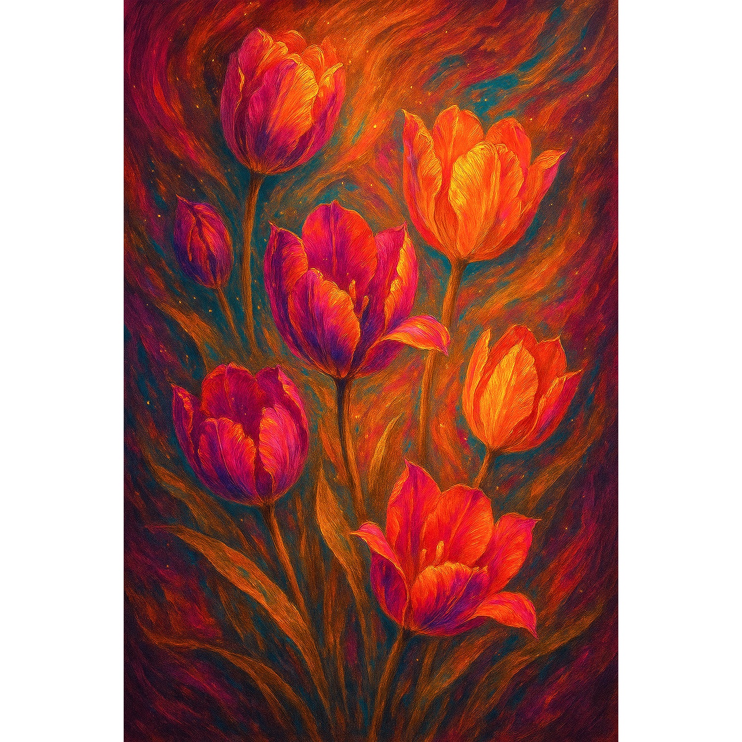 queence Acrylglasbild »Tulpenfeuer«, Blätter-Blätterbilder-Blumen-Blumenbil günstig online kaufen
