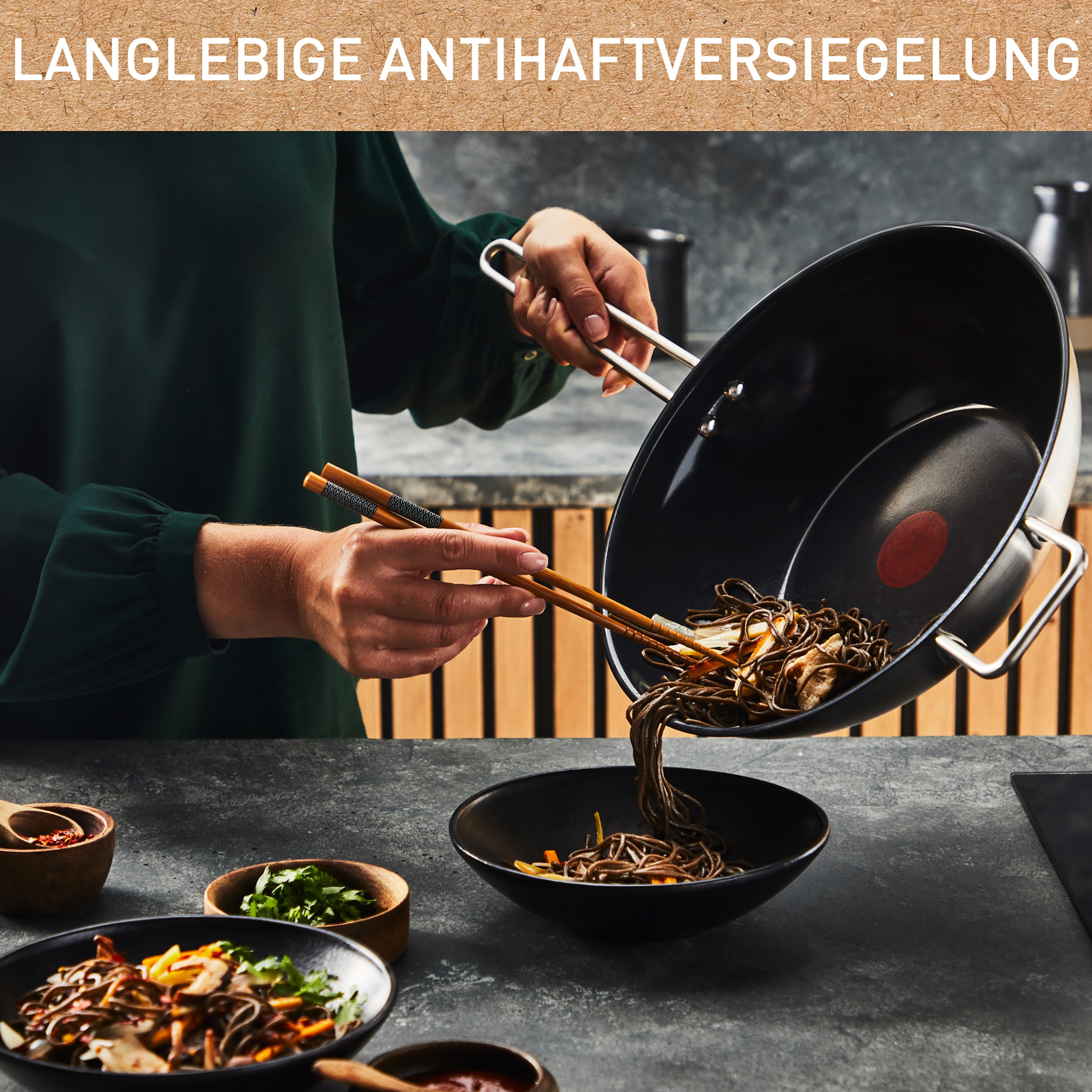 Tefal Wok »Nordica«, Edelstahl, (1 tlg.), Thermo-Signal-Technologie, minimalistisches Design, robuster Griff