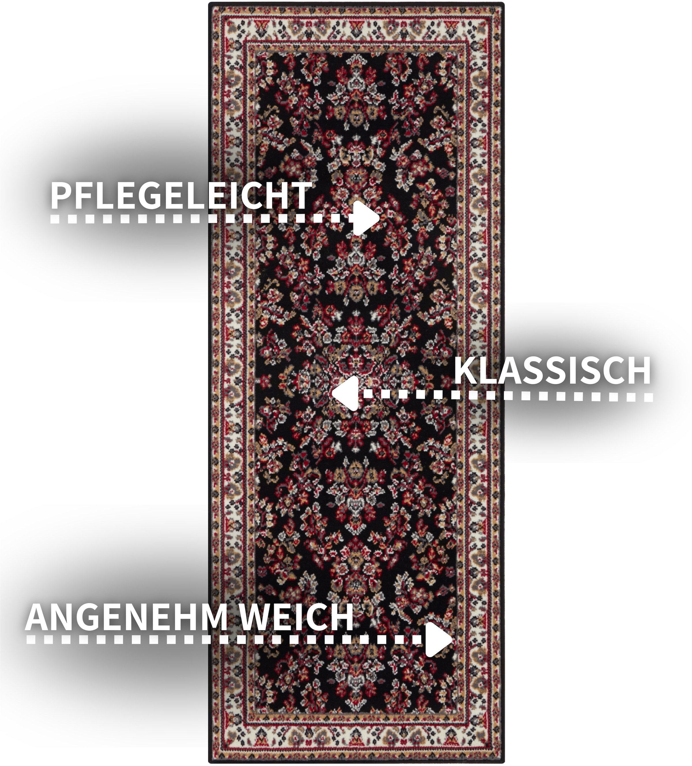 my home Teppich »Halton«, rechteckig, 8 mm Höhe, Kurzflor, Orient-Optik, mit Bordüre, Läufer, pflegeleicht, gekettelt