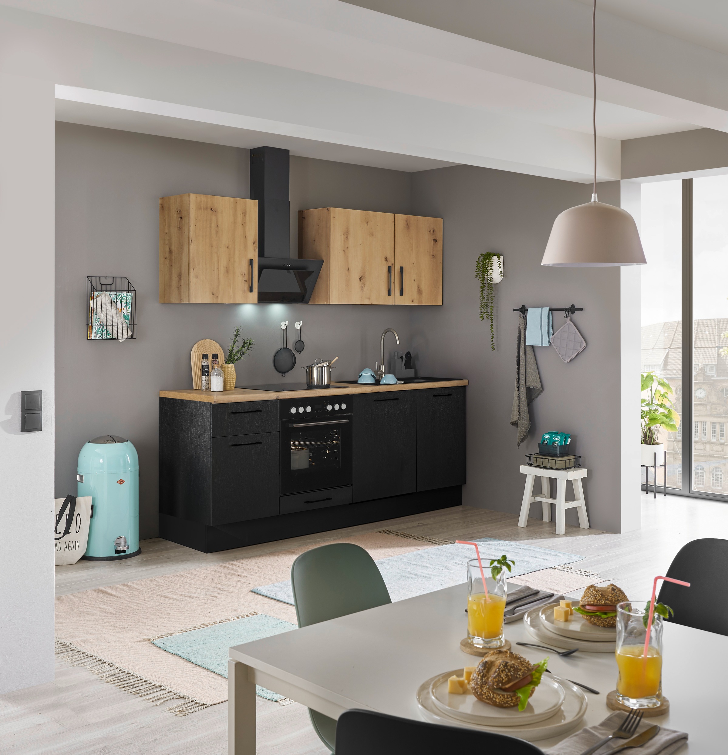 BASIC by Balculina Küchenzeile »Turin«, Breite 220 cm, wahlweise mit E-Geräten