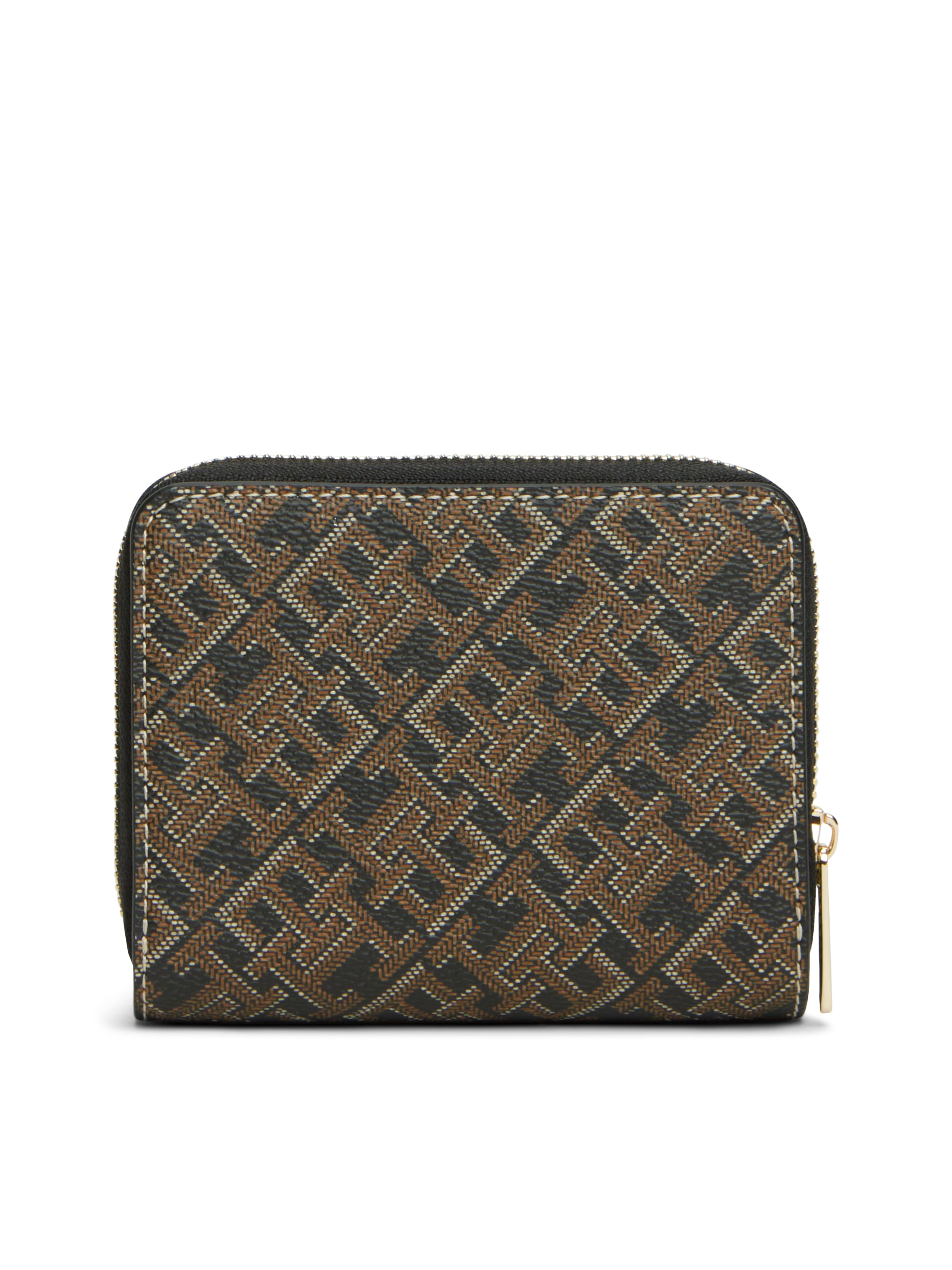 Tommy Hilfiger Geldbörse »TH ICON MED ZA W/FLAP MONO PRINT« Damen Portemonnaie, Geldbeutel mit farbigen TH-Logoprint