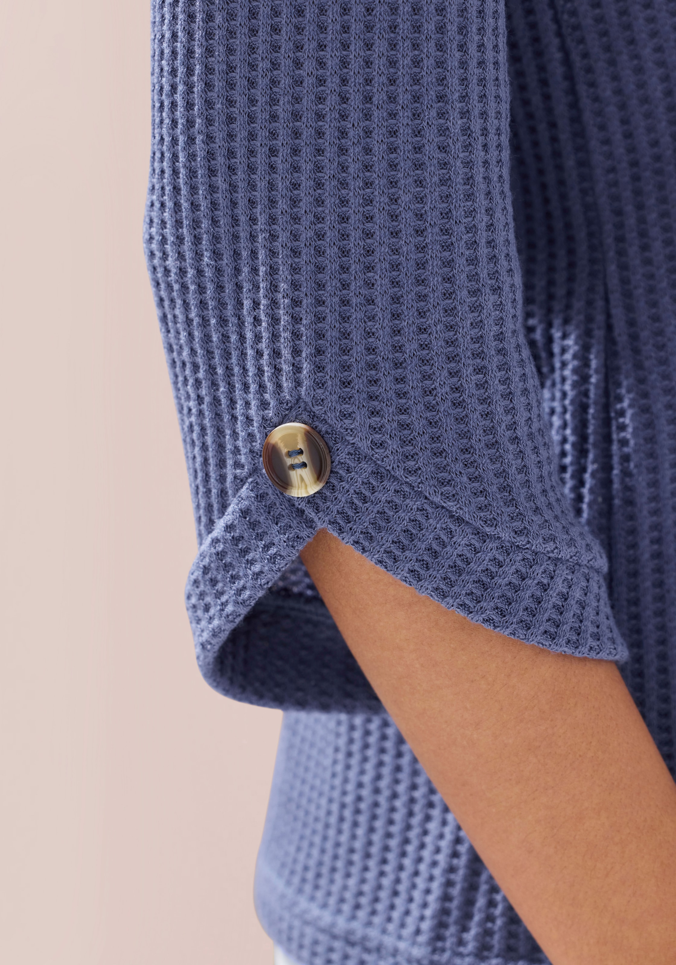 LASCANA 3/4-Arm-Shirt »mit Knopfdetail« aus weicher Piqué-Qualität