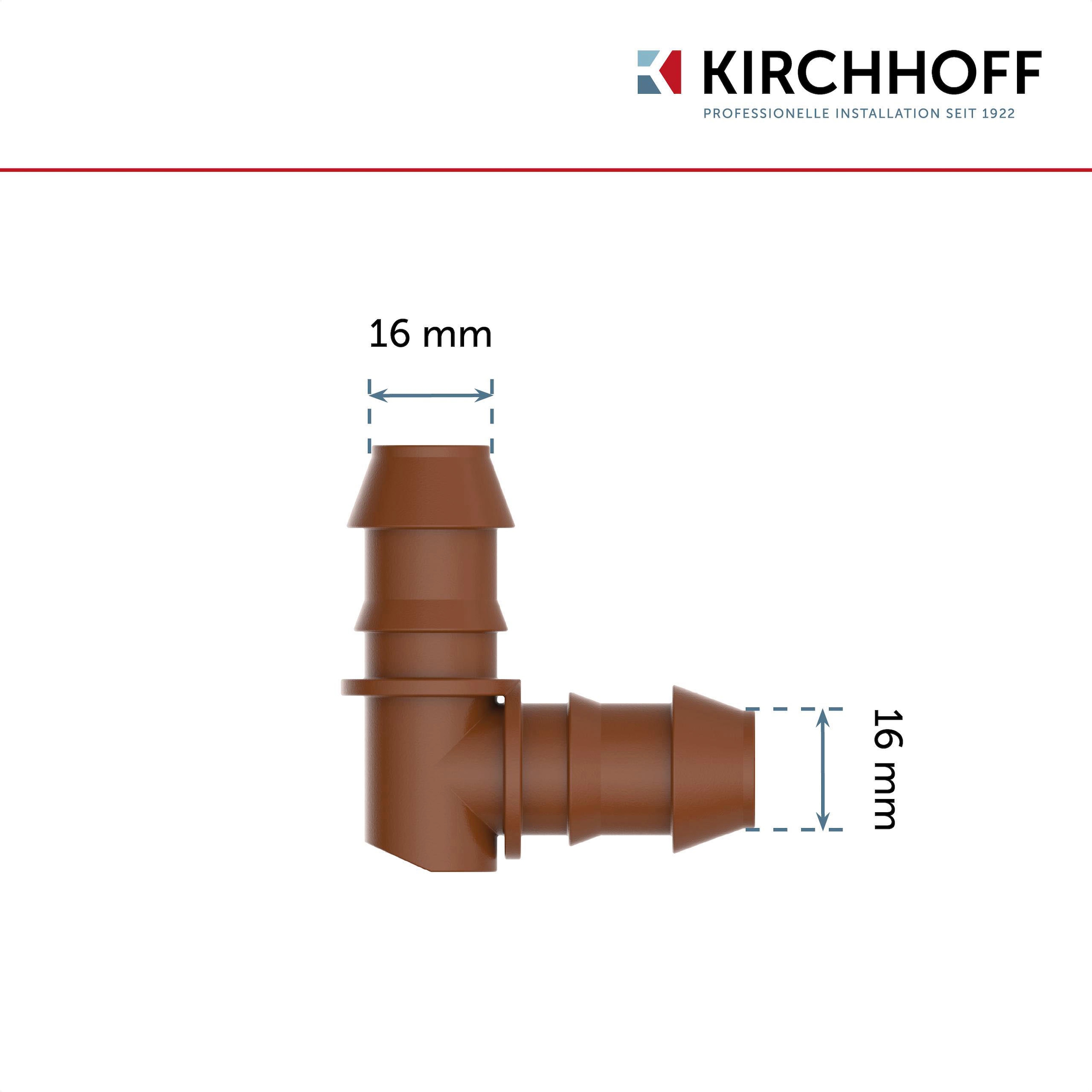 Kirchhoff Winkelstück, Fitting für Tröpfchenbewässerung, Drip