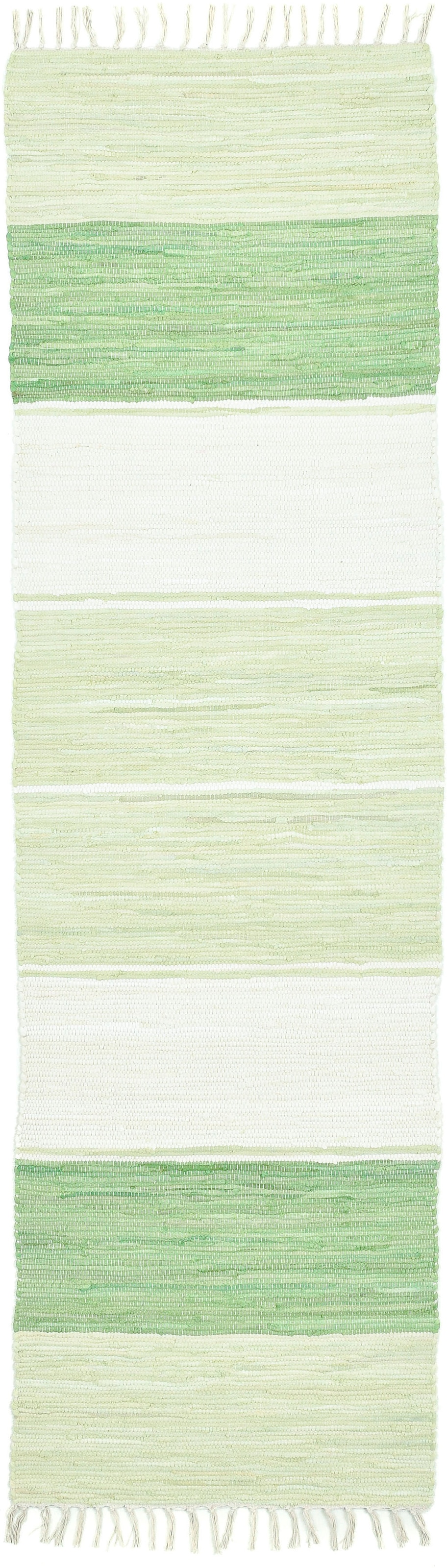 THEKO Läufer »Stripe Cotton«, rechteckig, 5 mm Höhe, Handweb Flachgewebe, reine Baumwolle, handgewebt, mit Fransen