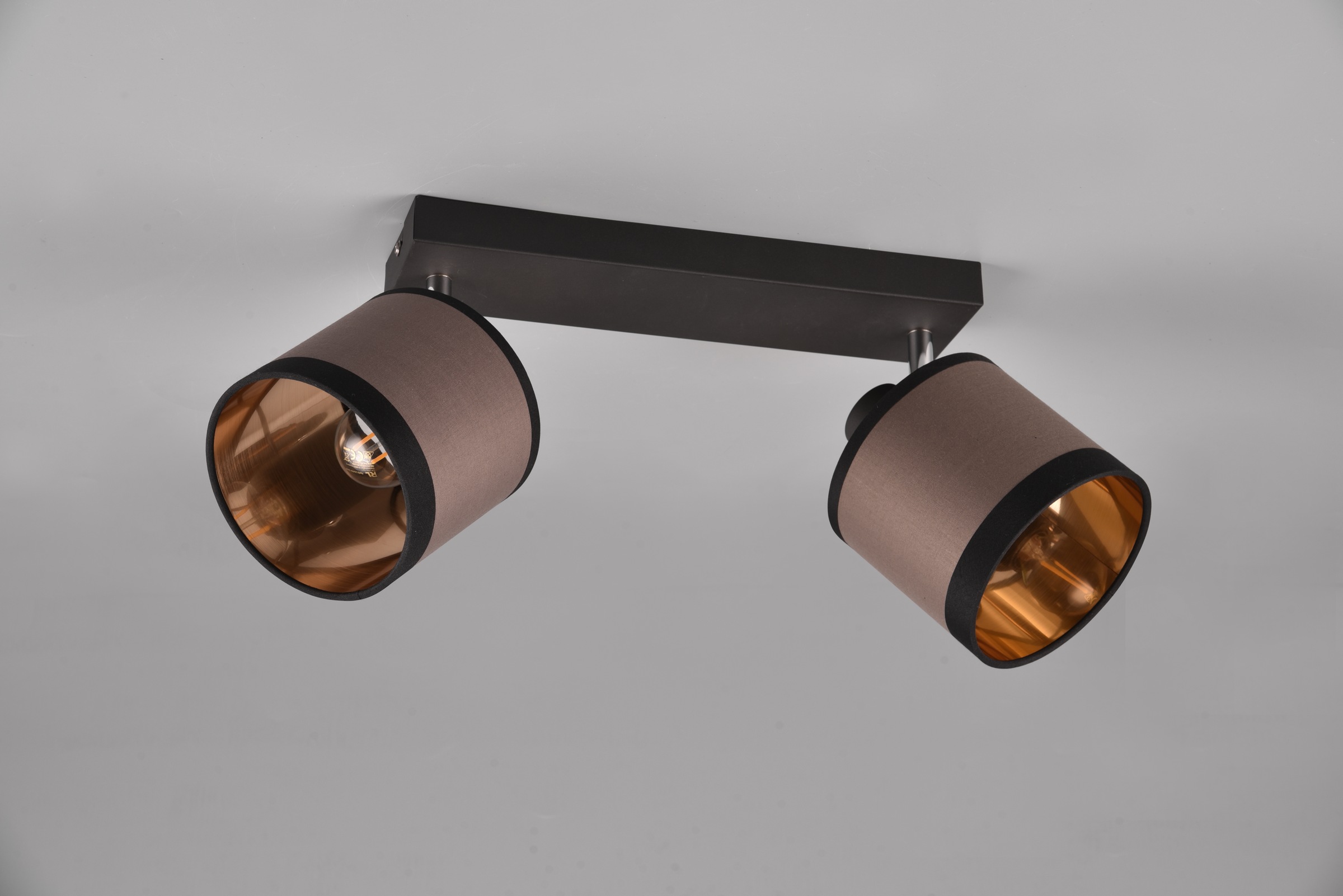 REALITY Leuchten Deckenstrahler »DAVOS, Deckenspot 2-flammig exkl 2xE14 max 10 W Stoffschirm zweifarbig«, 2 flammig, Leuchtmittel E14 | Leuchtmittel wechselbar, Wandspot Deckenspot schwenkbar Leuchtmittel wechselbar Flur Küche