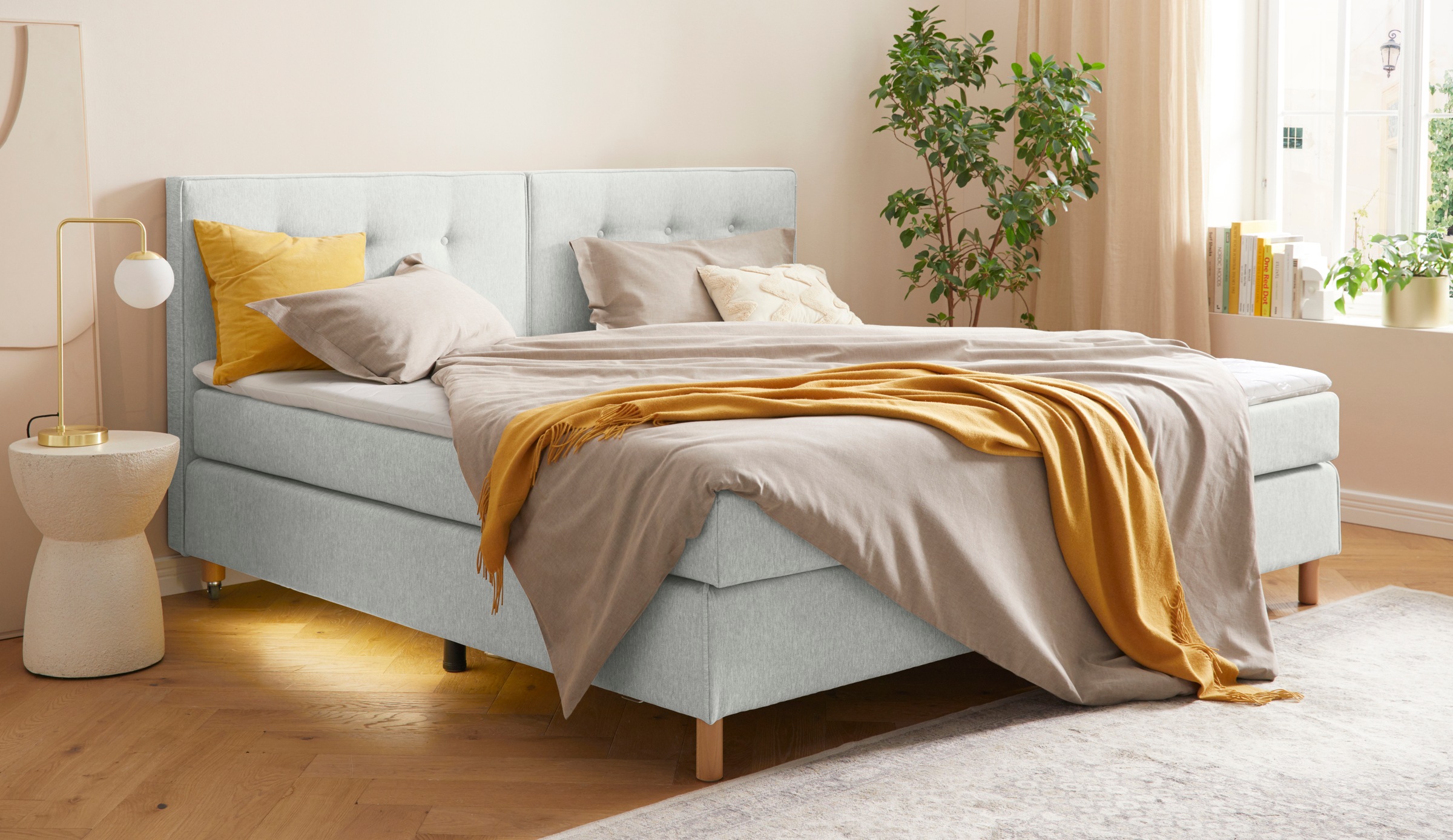 Home affaire Boxspringbett »Heimatblick 100x200cm beliebig erweiterbar zu Doppel- und Familienbett«, Einzelbett, Hotelbett erhältlich in H2,H3 & H4