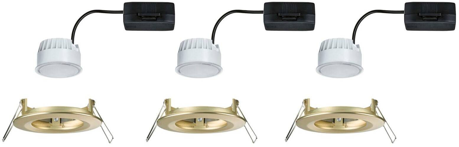 Paulmann LED Einbauleuchte »LED Einbauleuchte Nova Coin IP44 rund 78mm Coin Gold matt«, 3 flammig, Leuchtmittel LED-Modul | LED fest integriert