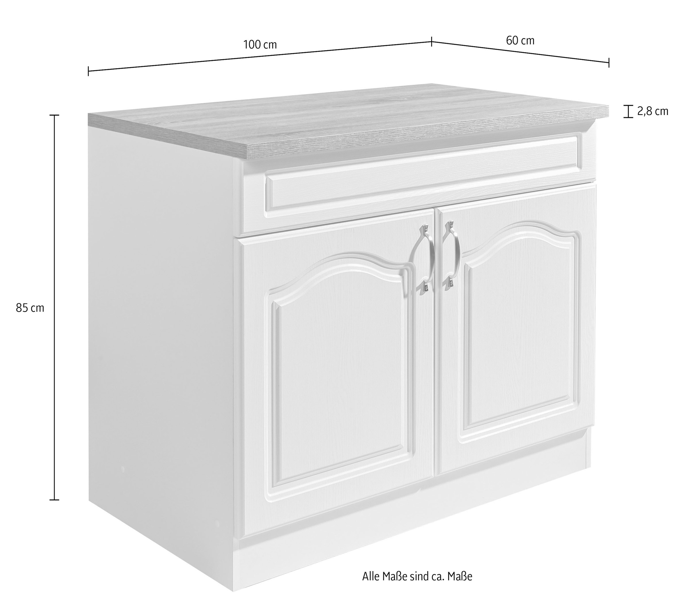 wiho Küchen Spülenschrank »Linz«, 100 cm breit, in Landhaus-Optik