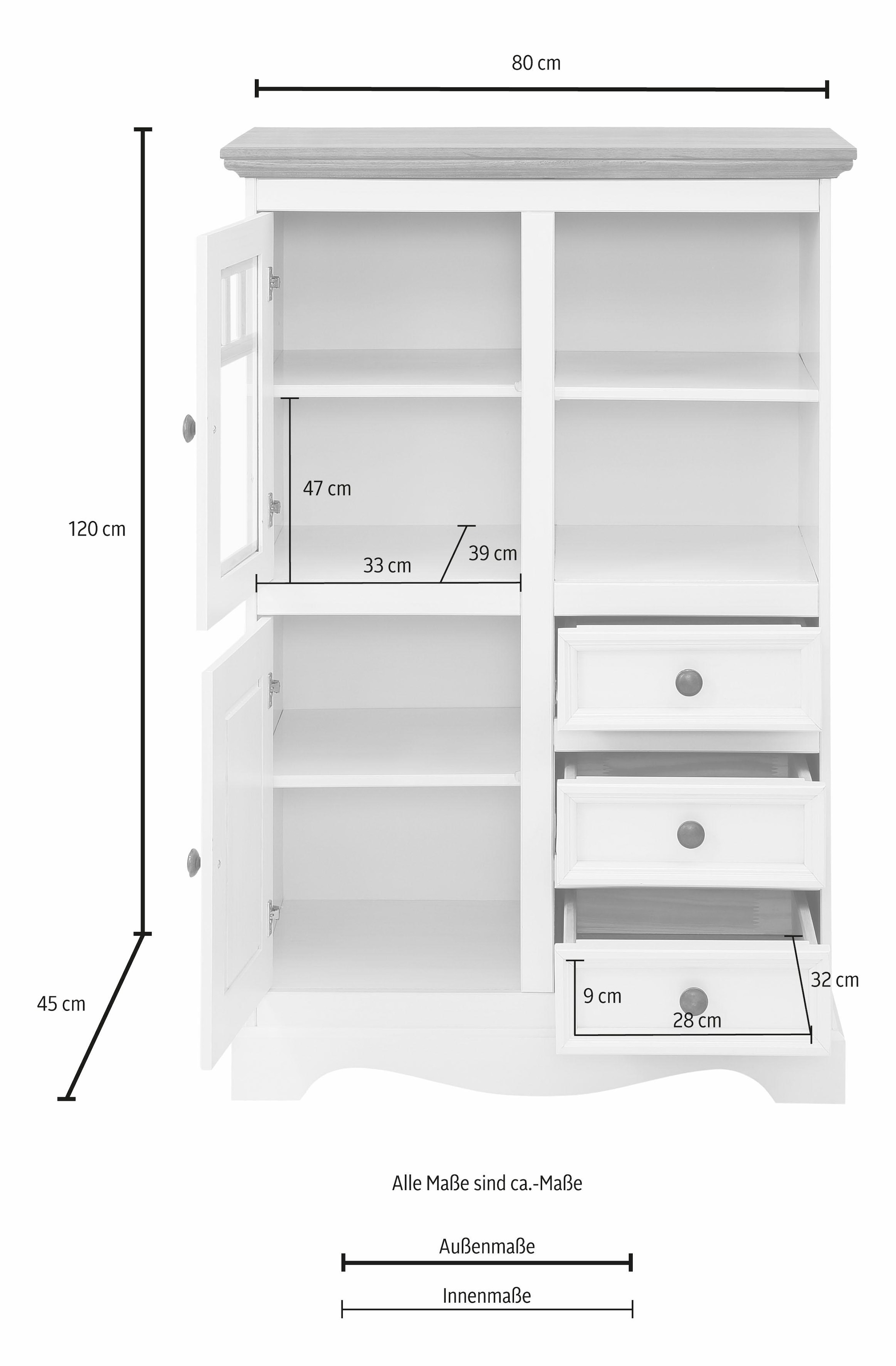 Home affaire Highboard »Melissa«, bestellen online Breite cm 80