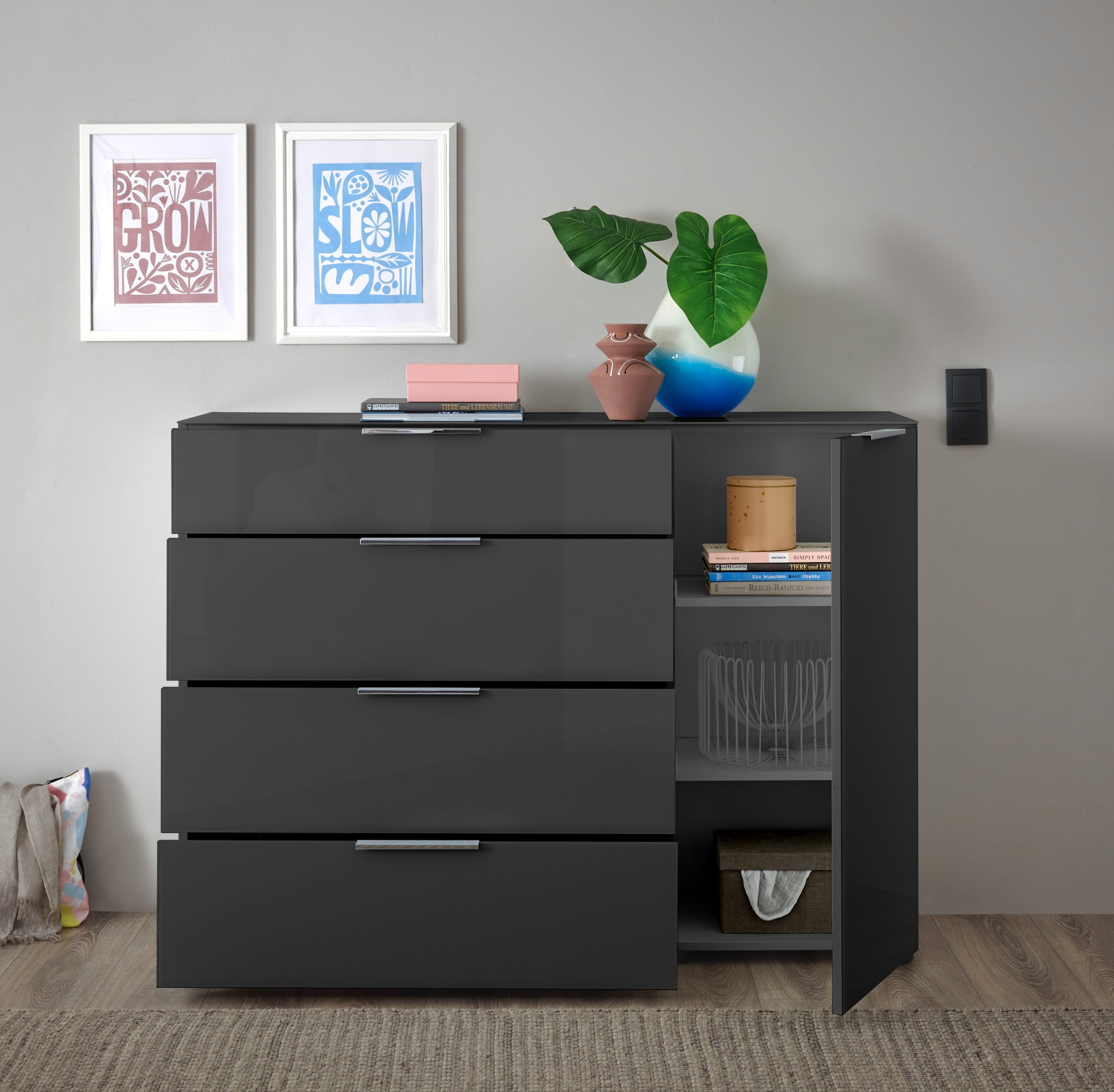 HBZ Kommode »Santorin, BxHxT 135x99x40 cm«, (1 St.), Breite 135cm, Softclose für Türen und Schubkästen, Melaminbeschichtung