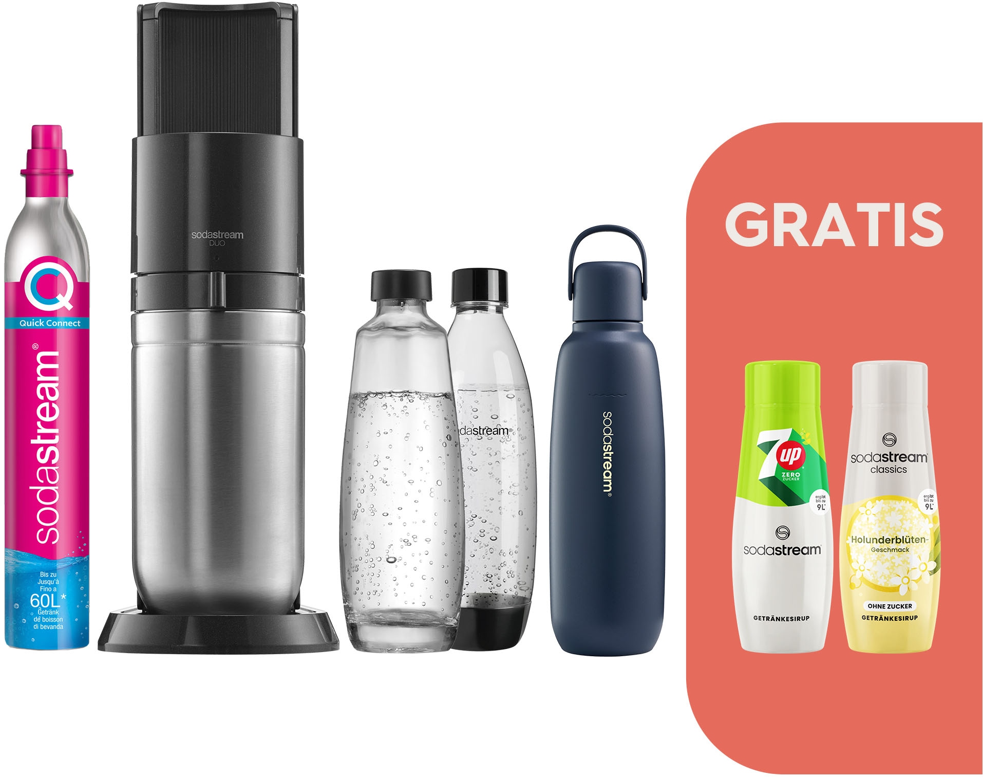 SodaStream Wassersprudler »SodaStream DUO, titan, mit 3 Flaschen, 1 CO2-Zyl günstig online kaufen