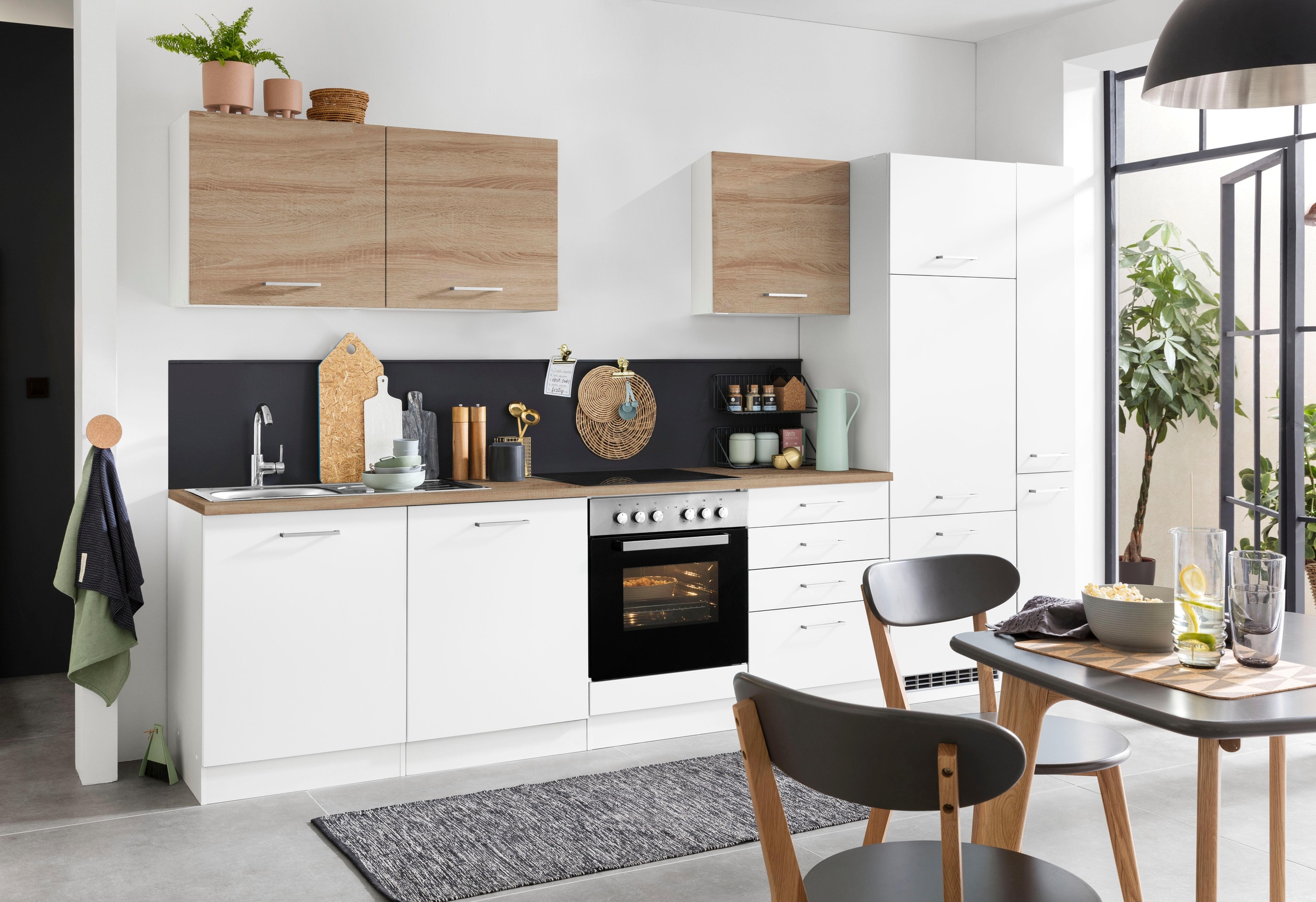 KOCHSTATION Küchenzeile »KS-Visby«, ohne E-Geräte, Breite 330 cm für Kühlschrank