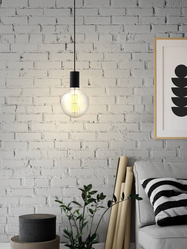 EGLO Hängeleuchte »POZUETA«, 1 flammig, Leuchtmittel E27 | ohne Leuchtmittel, Schnurpendel Hängelampe Vintage, aus Stahl in Schwarz, E27, Ø 12,5 cm
