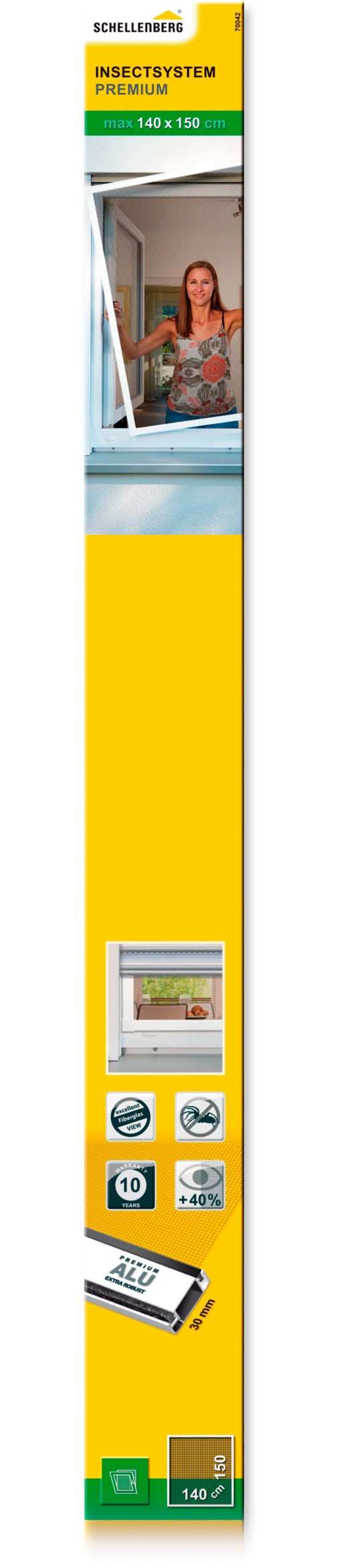 SCHELLENBERG Insektenschutz-Fensterrahmen »Fliegengitter Fenster Premium« Set, 1 Stk. tlg. mit Rahmen aus Aluminium in anthrazit und weiß, 140 x 150 cm