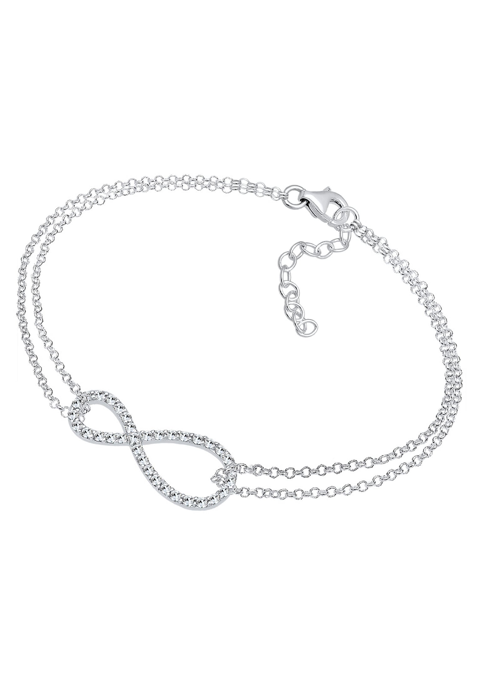 Elli Armband »Unendlichkeit Glas Kristalle Weiß 925 Sterling Silber«