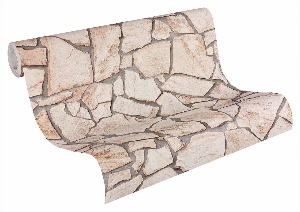 living walls Vliestapete »Best of Wood`n Stone 2nd Edition«, Steinoptik-gemustert-Motiv, Steintapete leicht strukturiert matt Backstein Tapeten Wohnzimmer Flur
