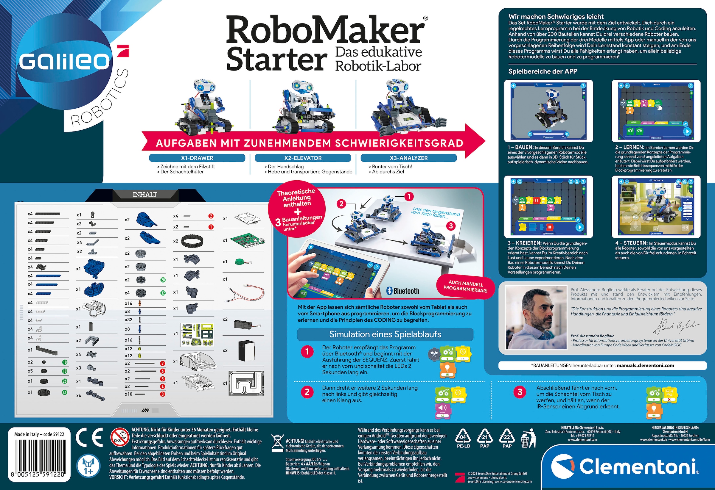 Clementoni® Modellbausatz »Galileo, RoboMaker Starter«, mit kostenloser App; Made in Europe