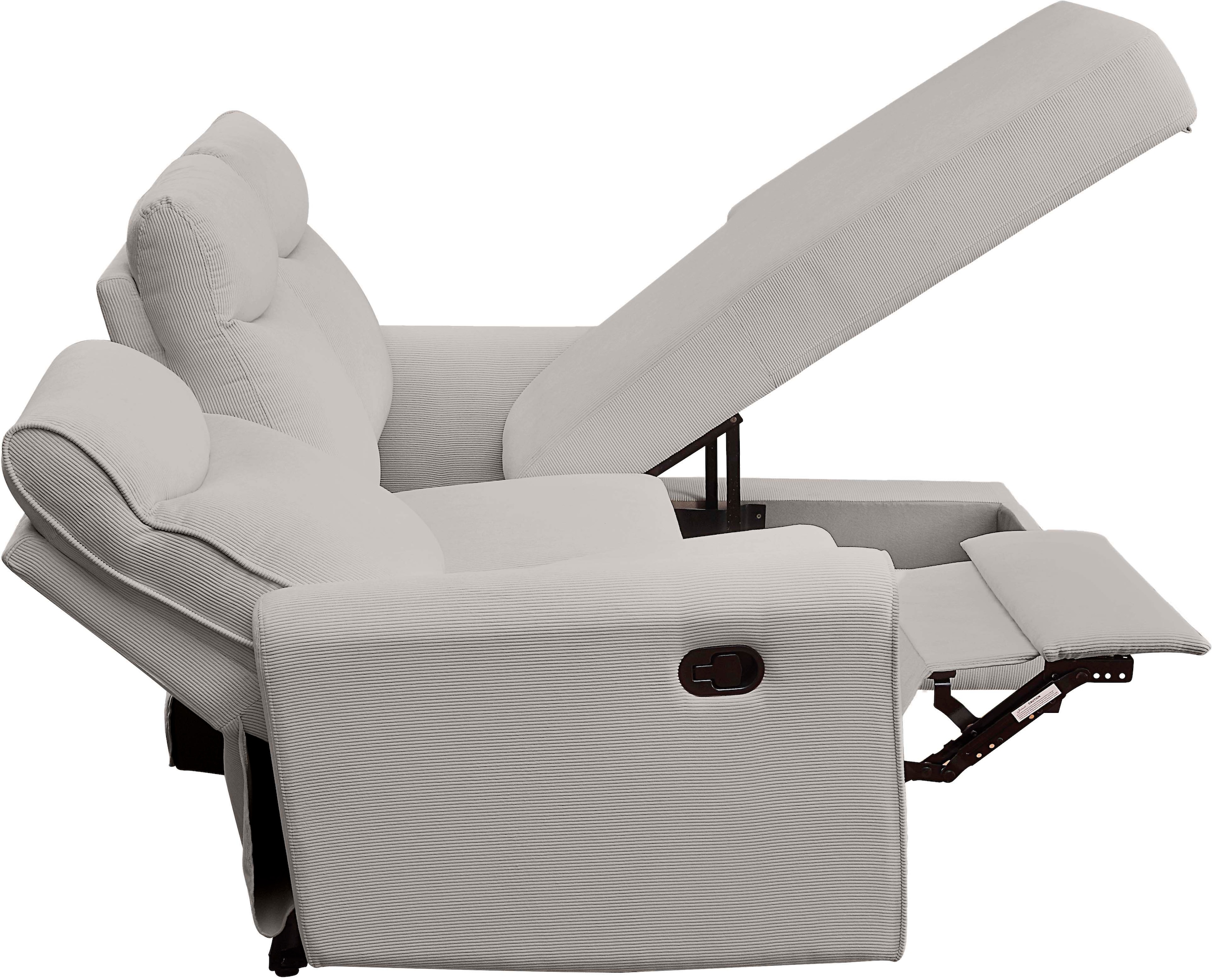 ATLANTIC home collection Ecksofa »Gero L-Form«, mit Relaxfunktion und Stauraum, mit Cord-Bezug