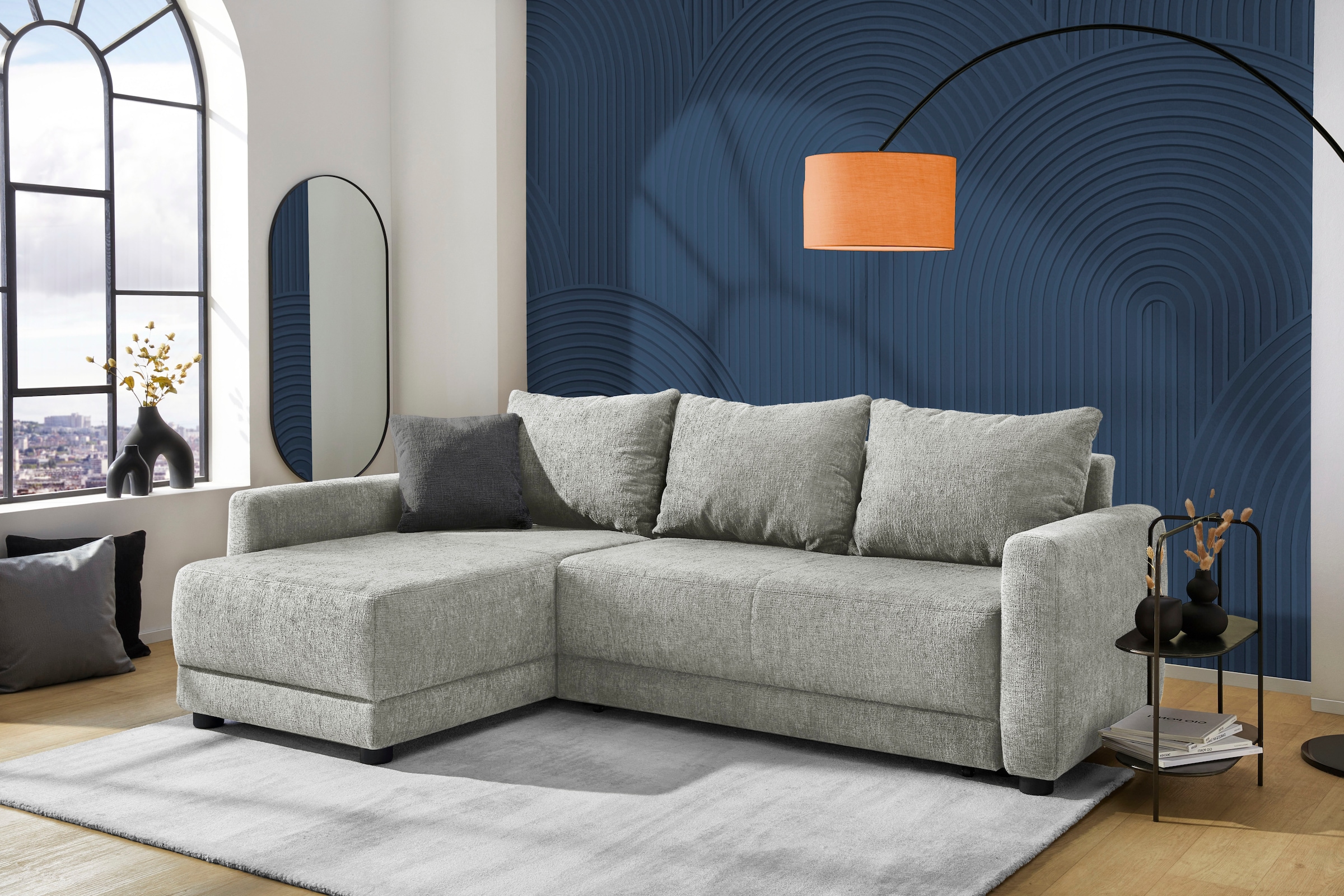 Jockenhöfer Gruppe Ecksofa »Venezia, inklusive Bettfunktion und Bettkasten« Ottomane links oder rechts montierbar, inkl. Rücken- und Zierkissen