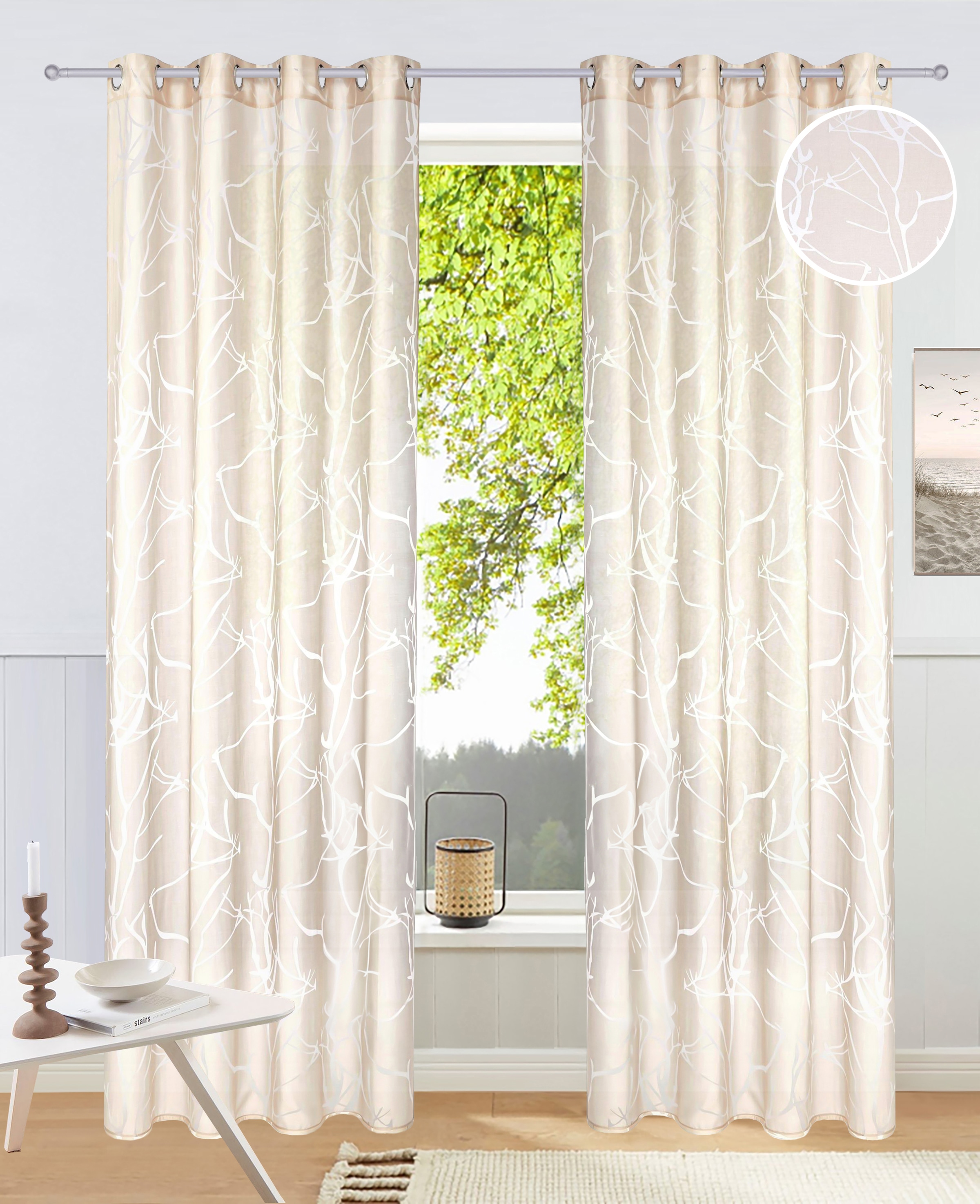 my home Gardine »Anna« Ösen 1 Stk. tlg. Bestseller, Äste-Motiv, Viskose, Po günstig online kaufen
