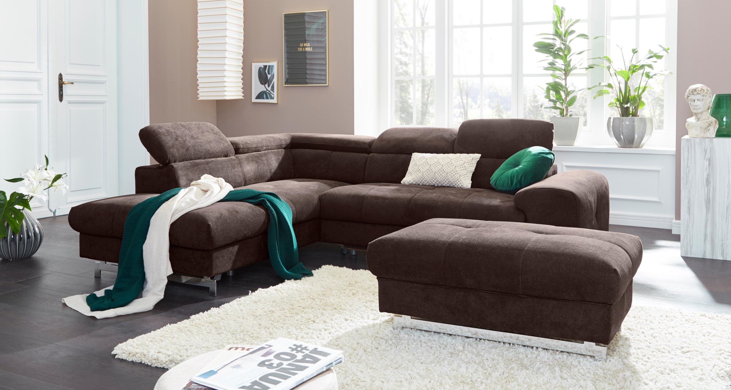 COTTA Ecksofa »Chef L-Form«, mit Kopfteilverstellung, wahlweise mit Bettfunktion & Bettkasten