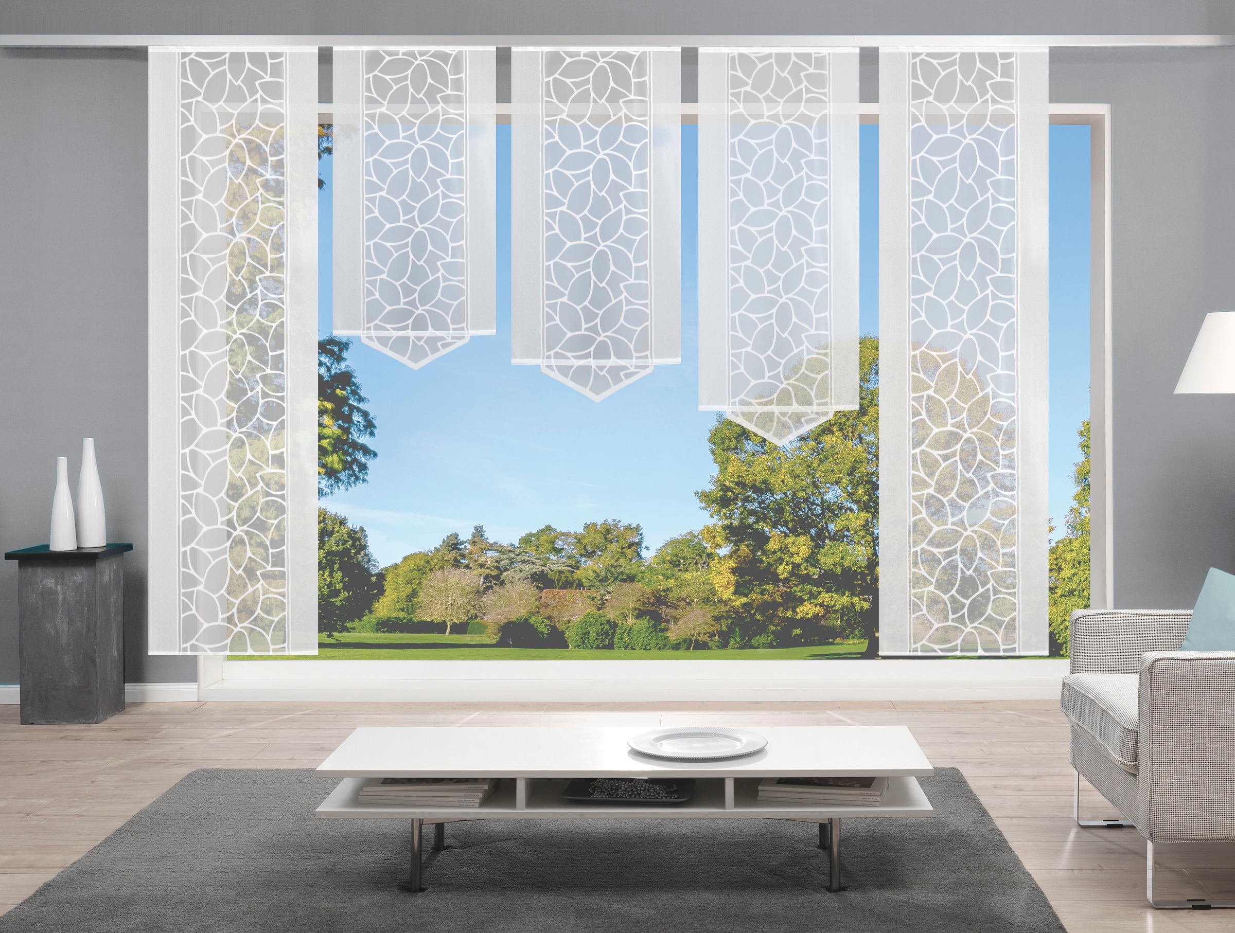 HOME WOHNIDEEN Schiebegardine »JENNA«, (5 St.), Schiebevorhang Jacquard Set günstig online kaufen