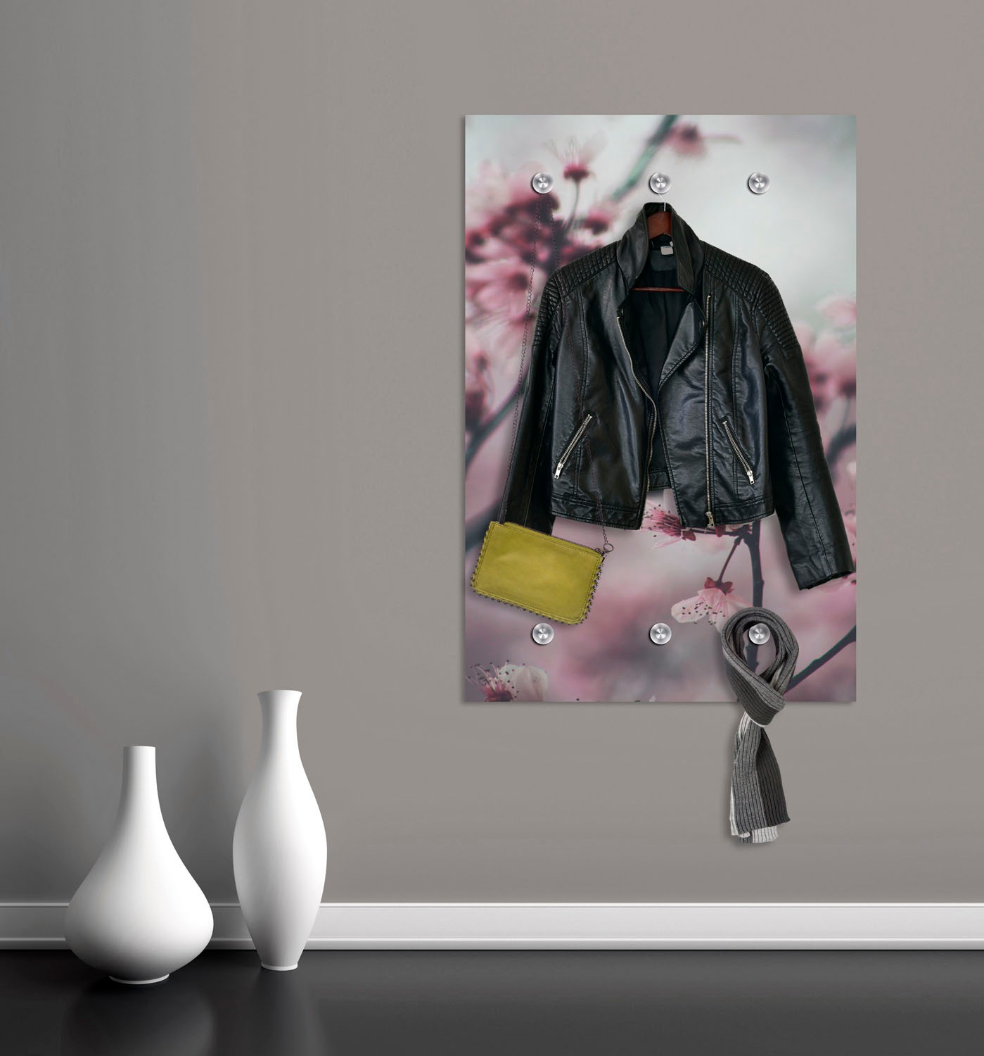 queence Garderobenleiste "Pusteblumen", Wandgarderobe, Garderobe, Schwarz/W günstig online kaufen