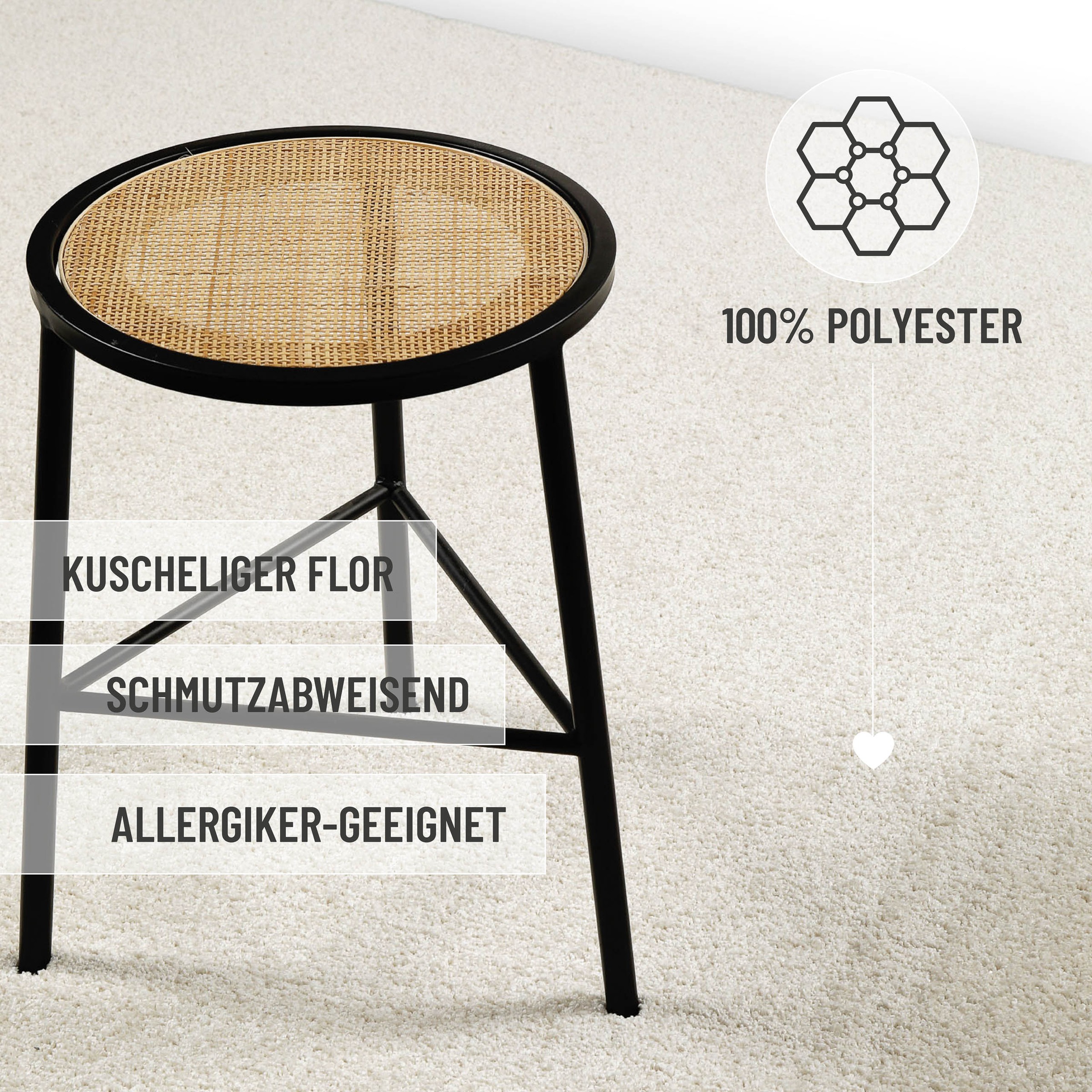 Wecon home Basics Hochflor-Teppich »Nova, auch als Läufer, auch quadratisch«, rechteckig, 25 mm Höhe, Shaggy gewebt, Läufer, robust, Wohnzimmer, Schlafzimmer