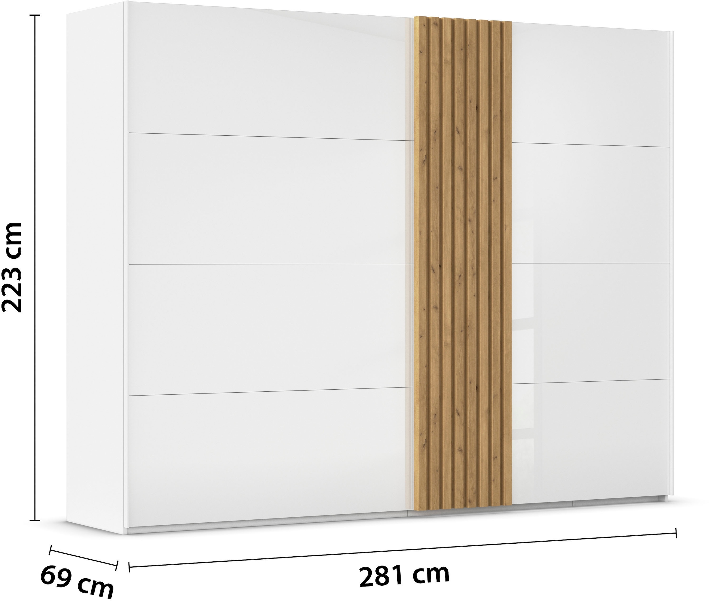 rauch Schwebetürenschrank »Kleiderschrank Schrank Garderobe Wäscheschrank TEGIO«, mit hochwertigen Holzdekoraufleistung und Glasfront MADE IN GERMANY