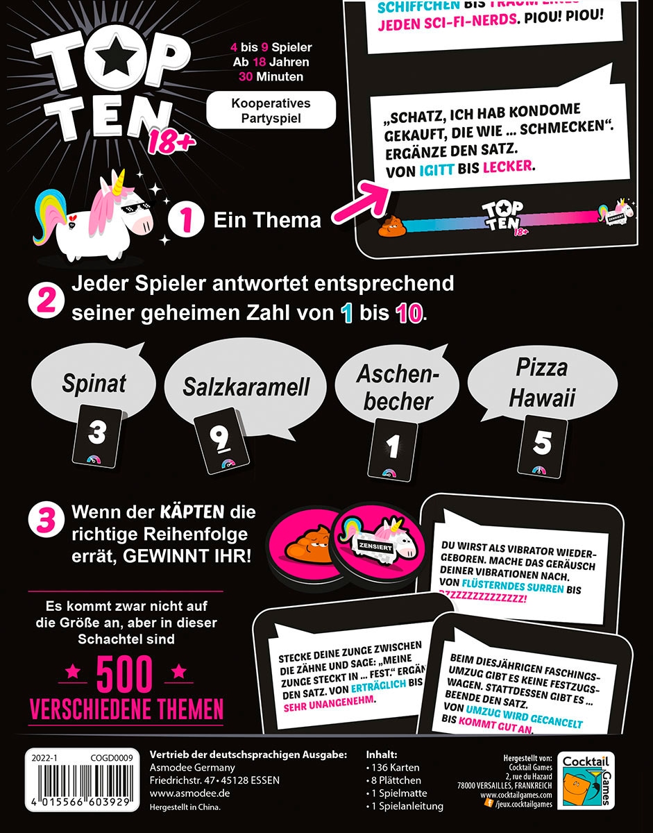 Asmodee Spiel »Top Ten 18+«