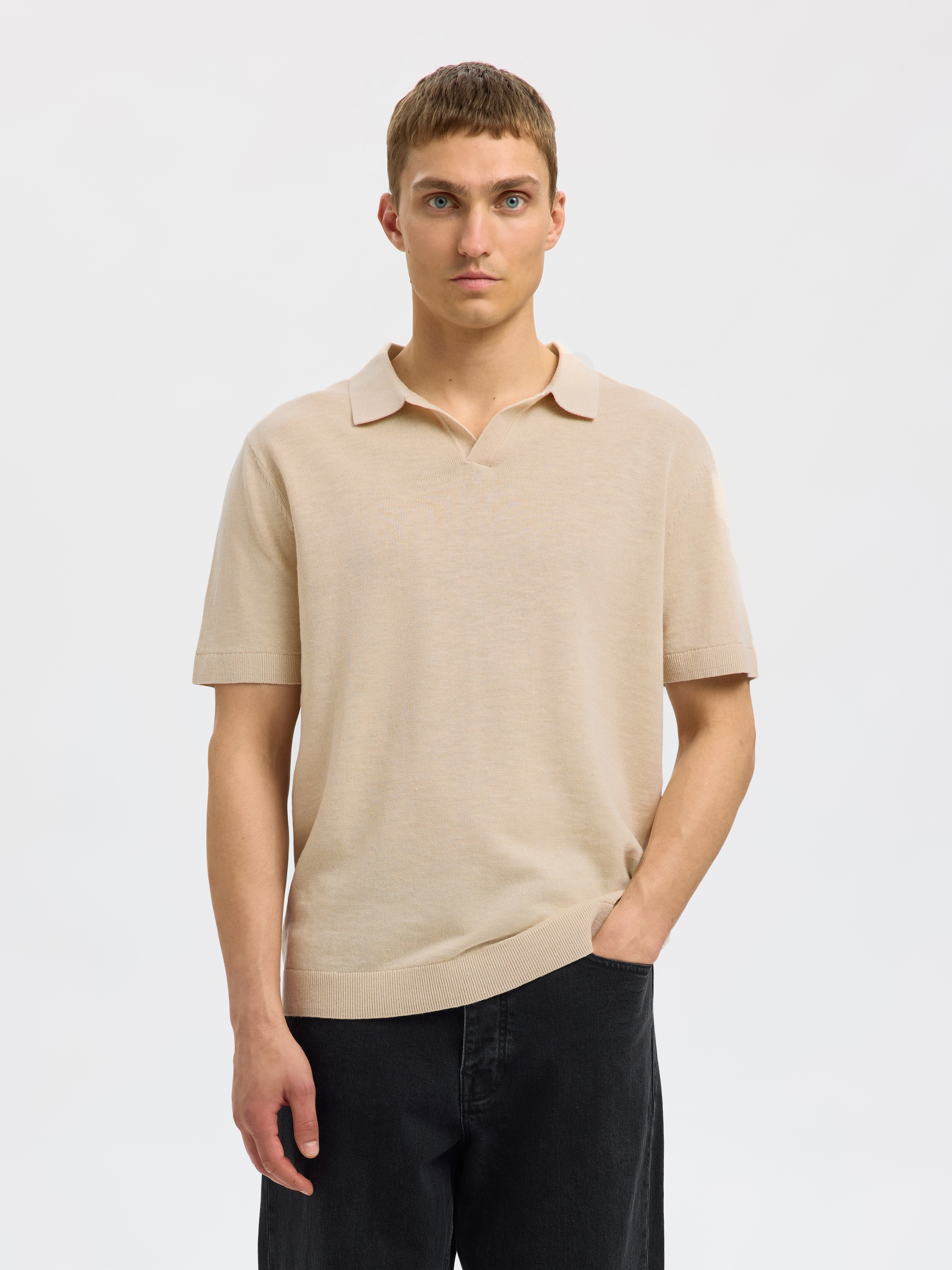 SELECTED HOMME Poloshirt »SLHMATTIS SS KNIT SUN OPEN POLO NOOS«