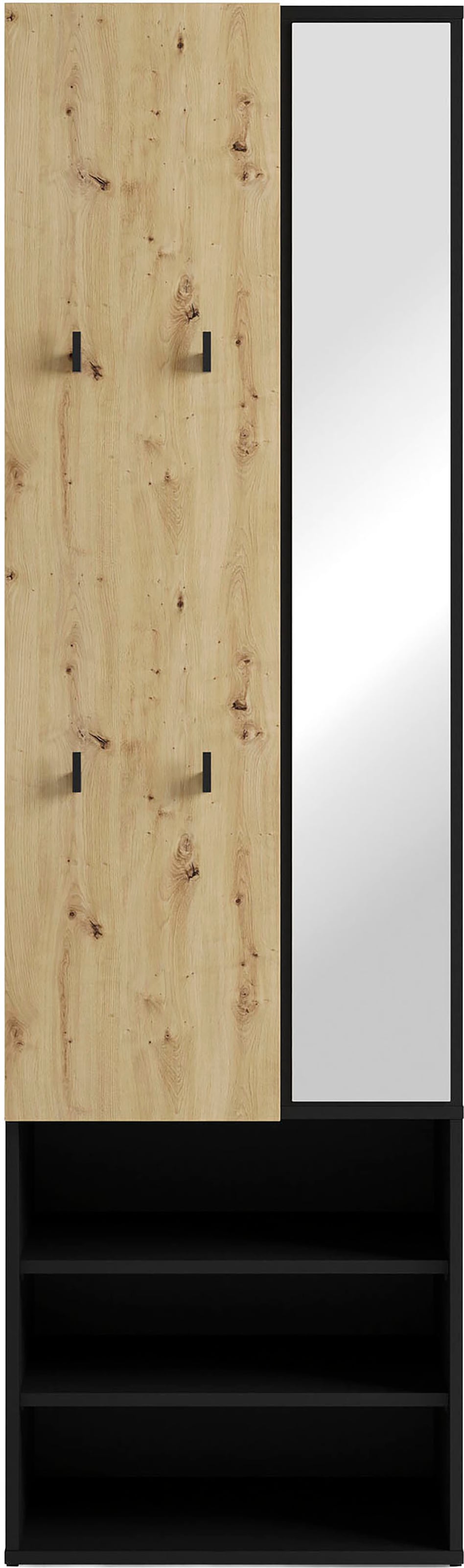 byLIVING Kompaktgarderobe »Dielen - Set Andorra« 1 Stk. tlg. maximale Ordnung auf wenig Fläche mit Spiegel, Kleiderstange und Haken