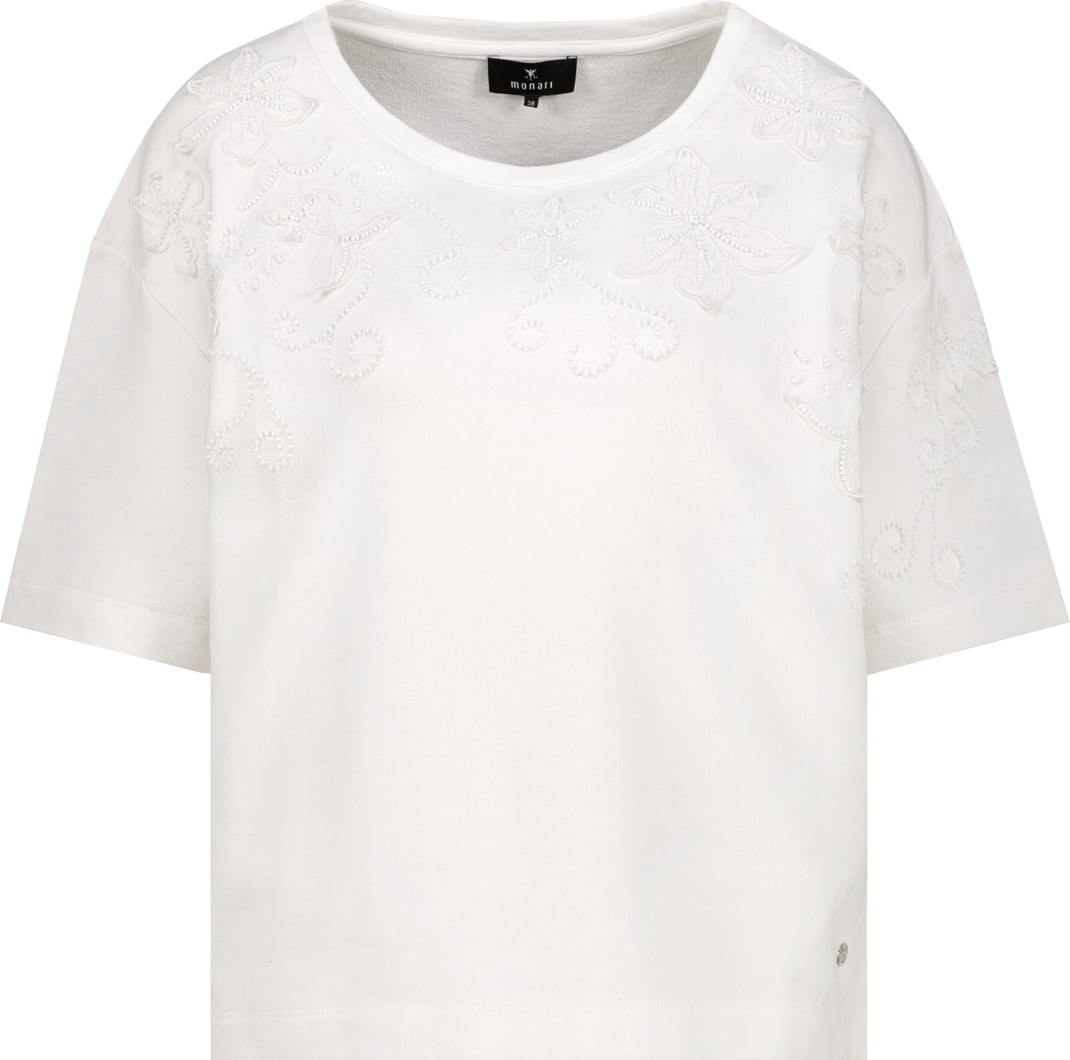 Monari Sweatshirt »Sweatshirt Perlenschmuck«, Regular fit mit Blumenstickerei
