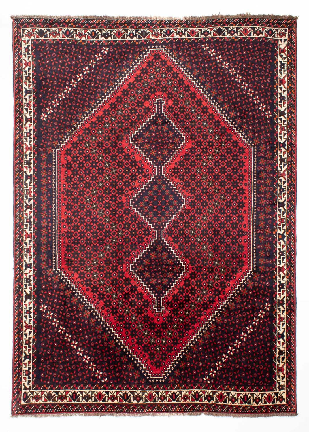 Wollteppich „Shiraz Medaillon Rosso scuro 295 x 200 cm“, rechteckig, Unikat mit Zertifikat Dunkelrot 10 mm B/L: 200 cm x 295 cm – 10 mm
