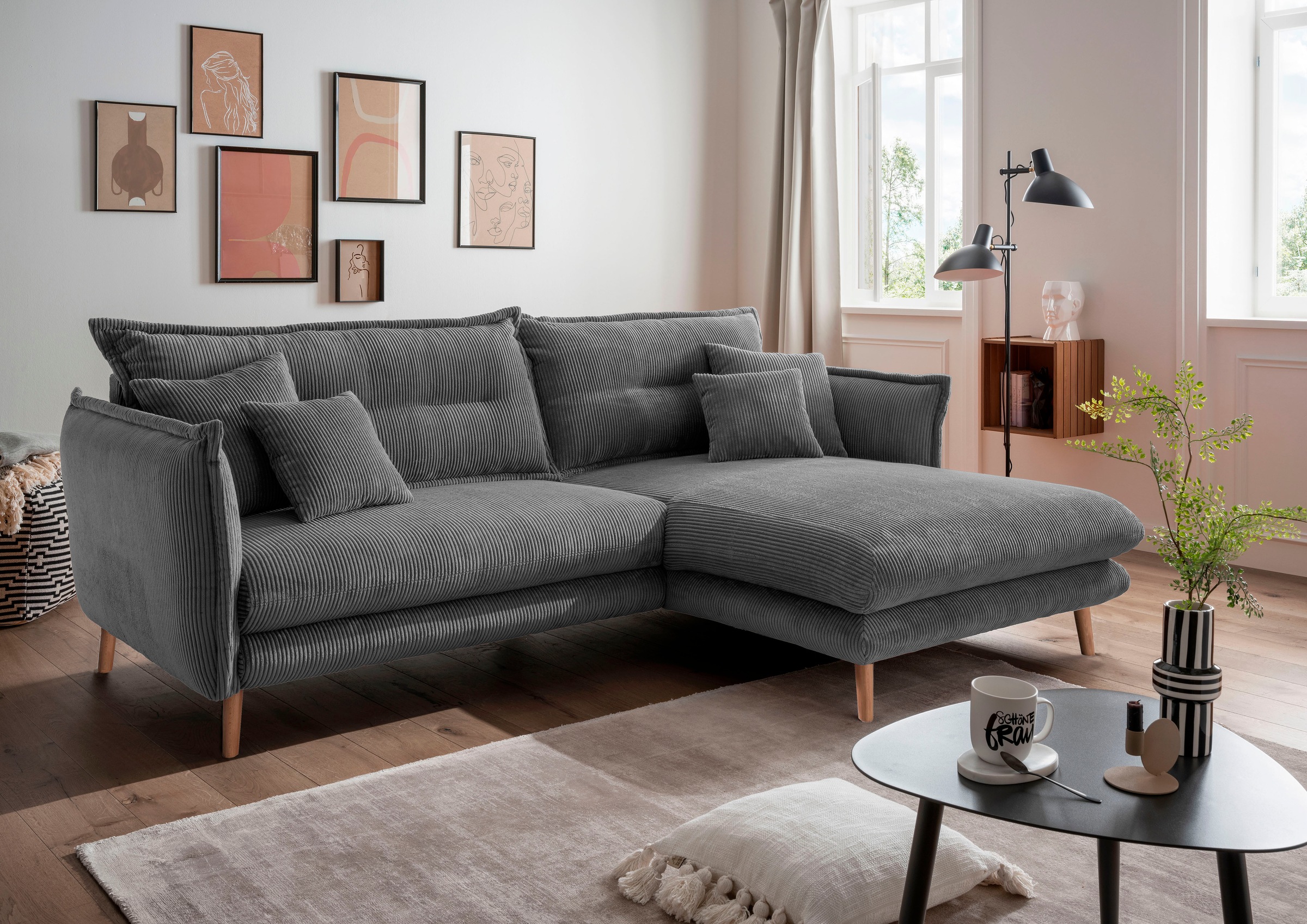 INOSIGN Ecksofa »Lazio modern und bequem, schmale Armlehnen, tolle Detailve günstig online kaufen