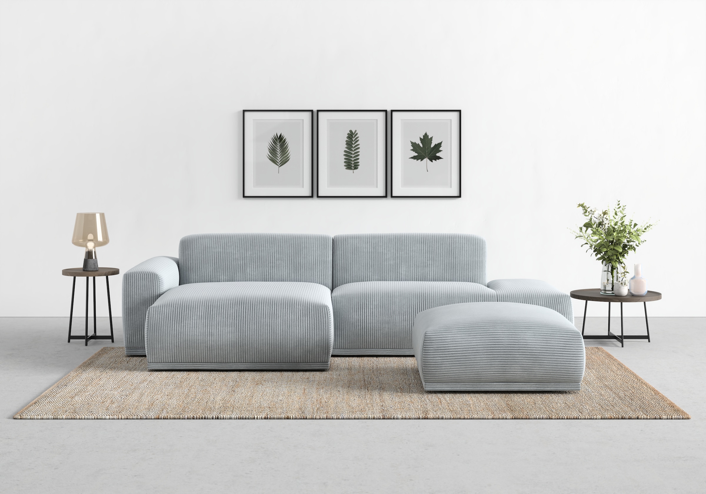 TRENDMANUFAKTUR Ecksofa Braga, aus 2 Teilen, moderner Cord-Stoff