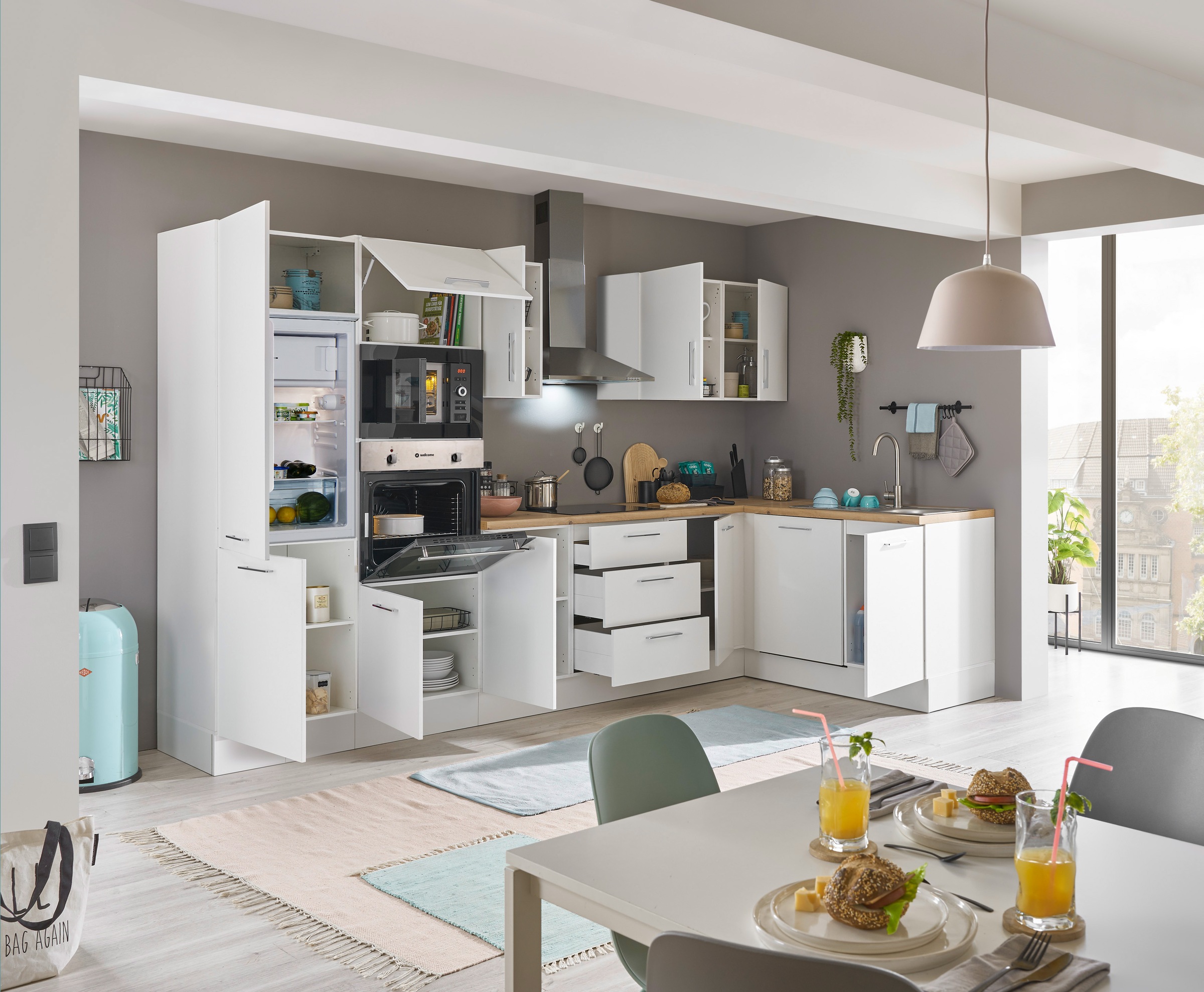 BASIC by Balculina Winkelküche »Turin«, Stellbreite 340x175 cm, wahlweise mit E-Geräten