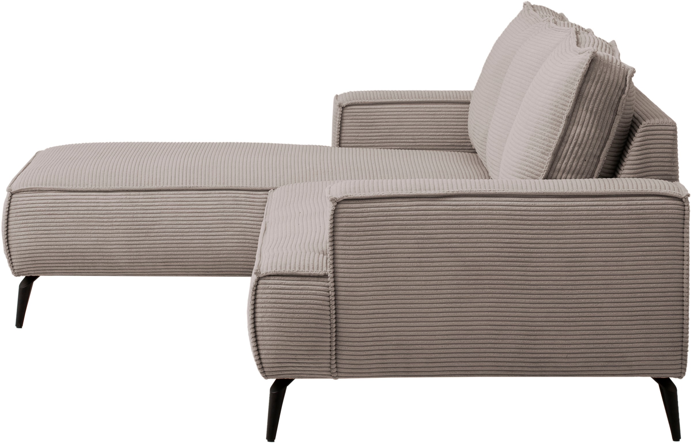 andas Ecksofa »TVINNU, L-Form in Cord, Sofa«, wahlweise Recamiere rechts/links, schwarze Füße, bequemer Sitzkomfort