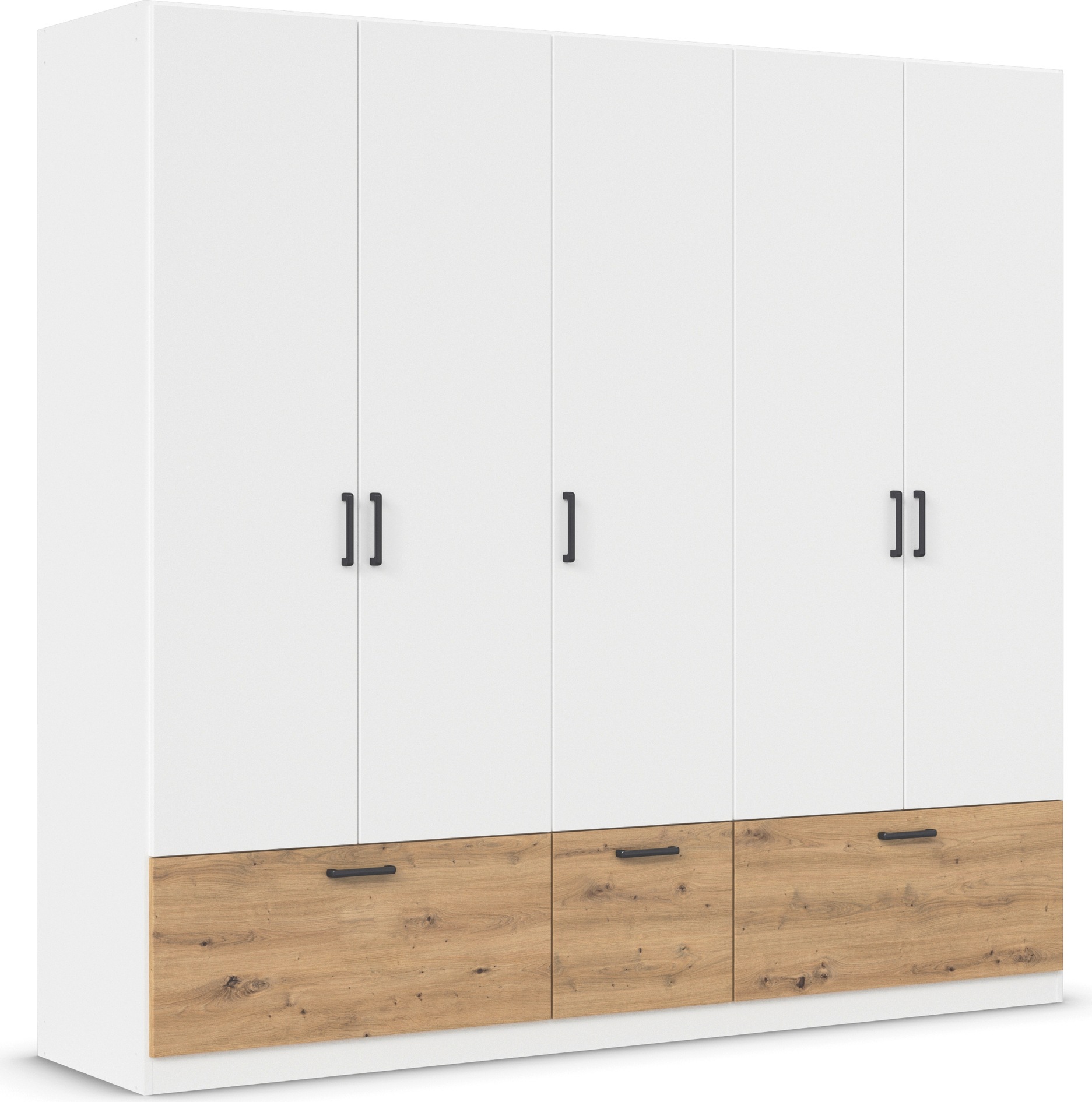 rauch Drehtürenschrank »Kleiderschrank Schrank Garderobe Wäscheschrank BARI«, mit Schubkästen und modernem Griff in Graumetallic MADE IN GERMANY
