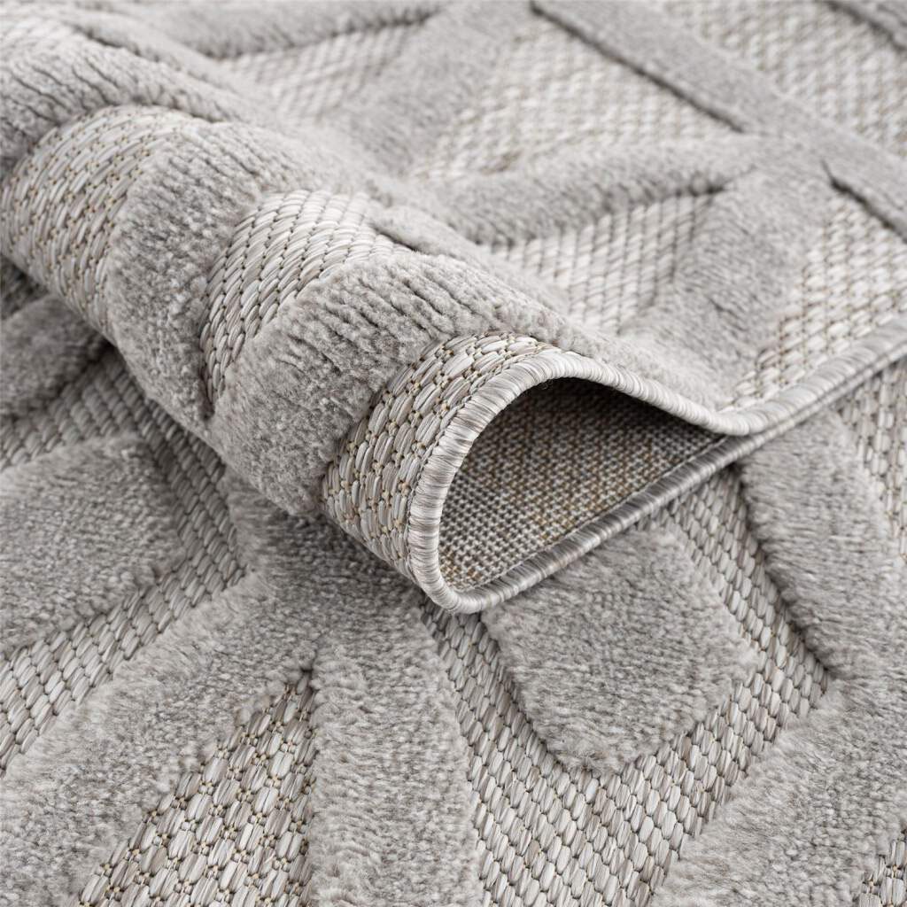 Carpet City Teppich »In-& Outdoorteppich Santorini 58538, 3D-Effekt, Raute-Optik«, rechteckig, 5 mm Höhe, Wetterfest & UV-beständig für Terrasse, Balkon, Küche, Flur