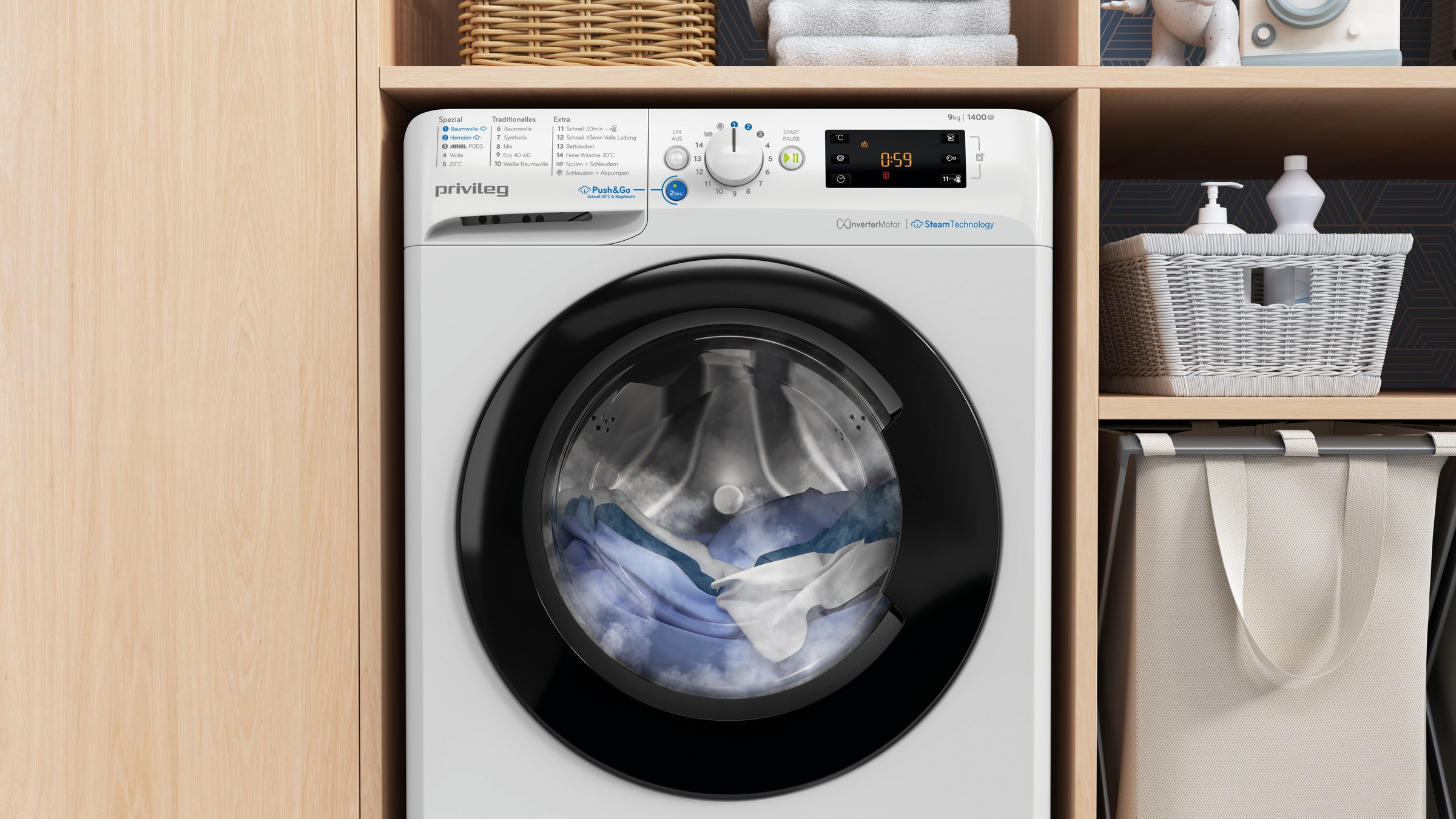 Privileg Waschmaschine »PWFV X 953 AA«, 9 kg, 1400 U/min, Kurz 45' – bei vo günstig online kaufen